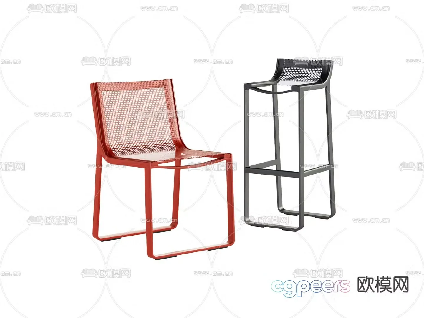 Modern chair dining chair bar chair 3d model