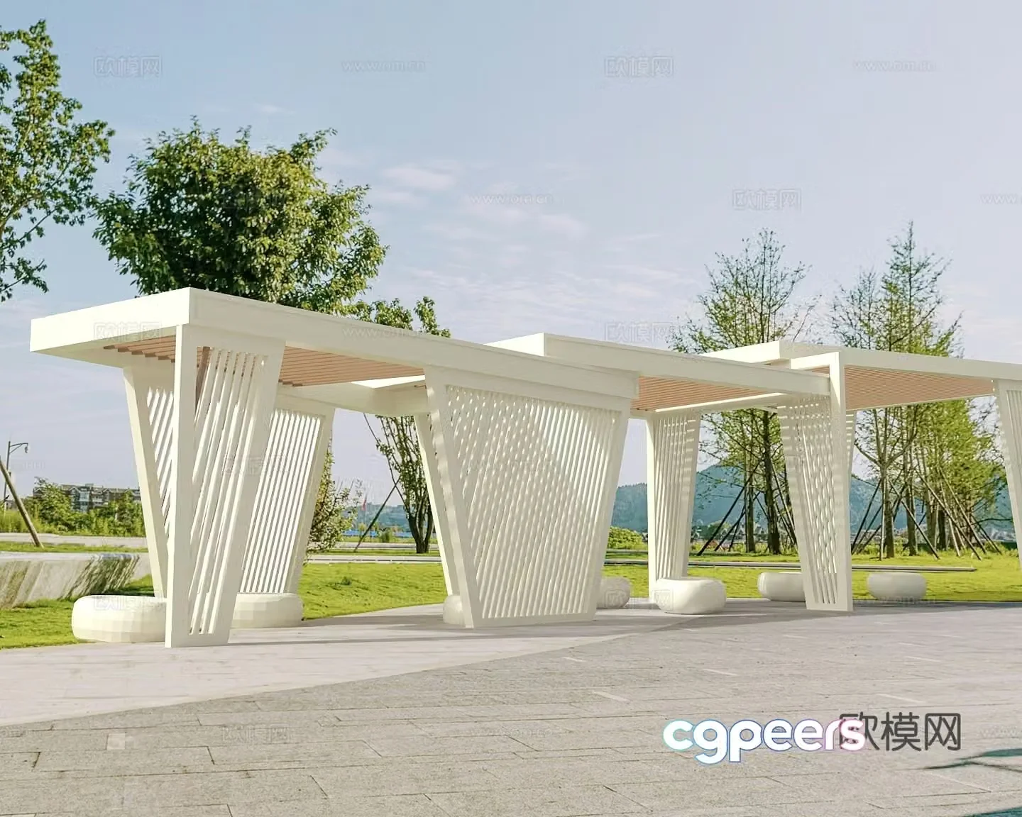 Public chair Park chair Park leisure chair Park view 3d model