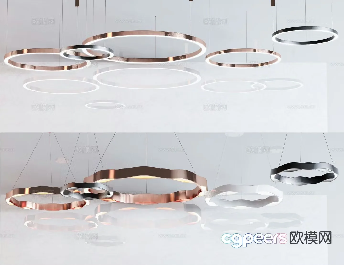 Modern ring chandelier 3d model
