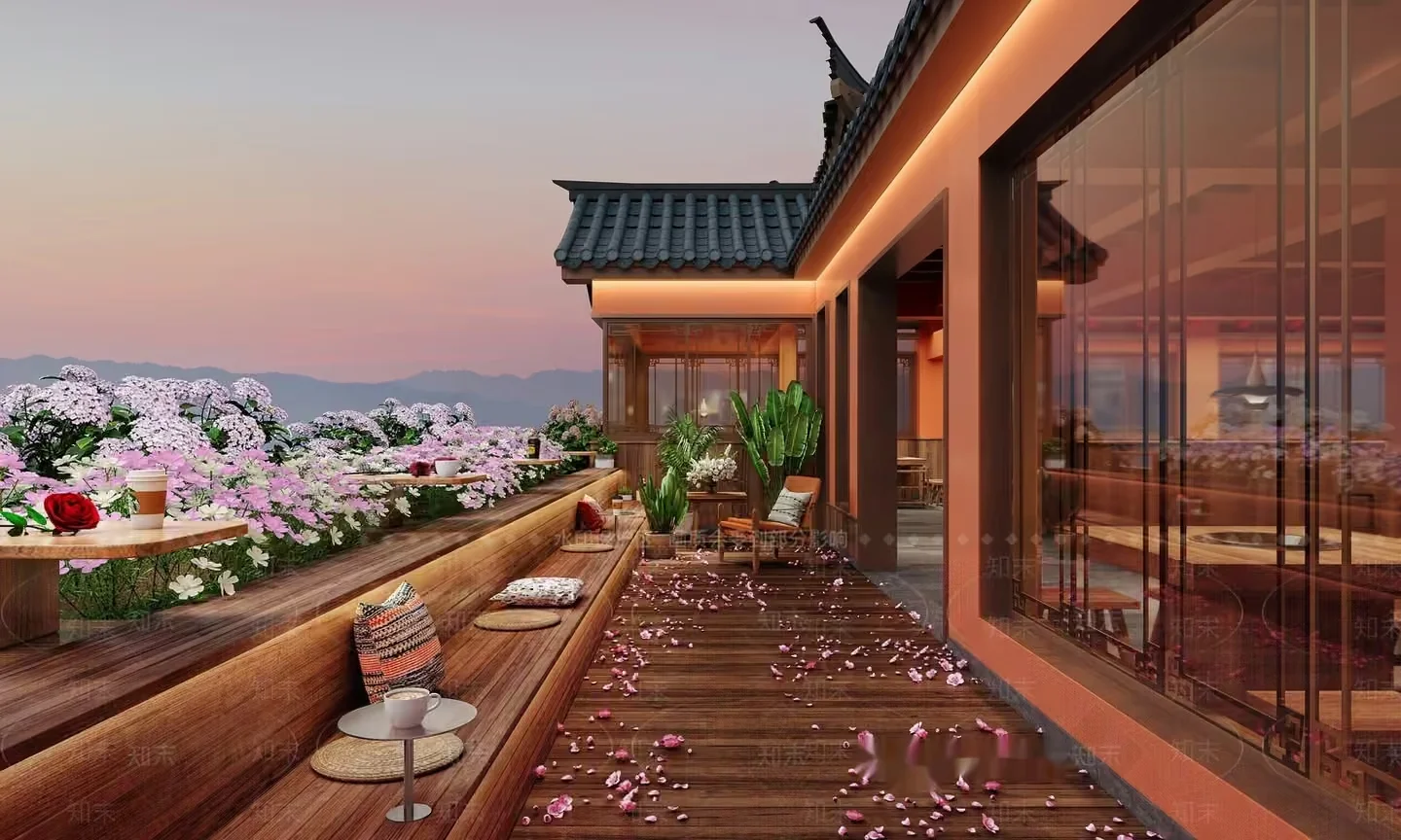 Modern Asian-Style Cafe 3D Model – 16802 – VRAY Render