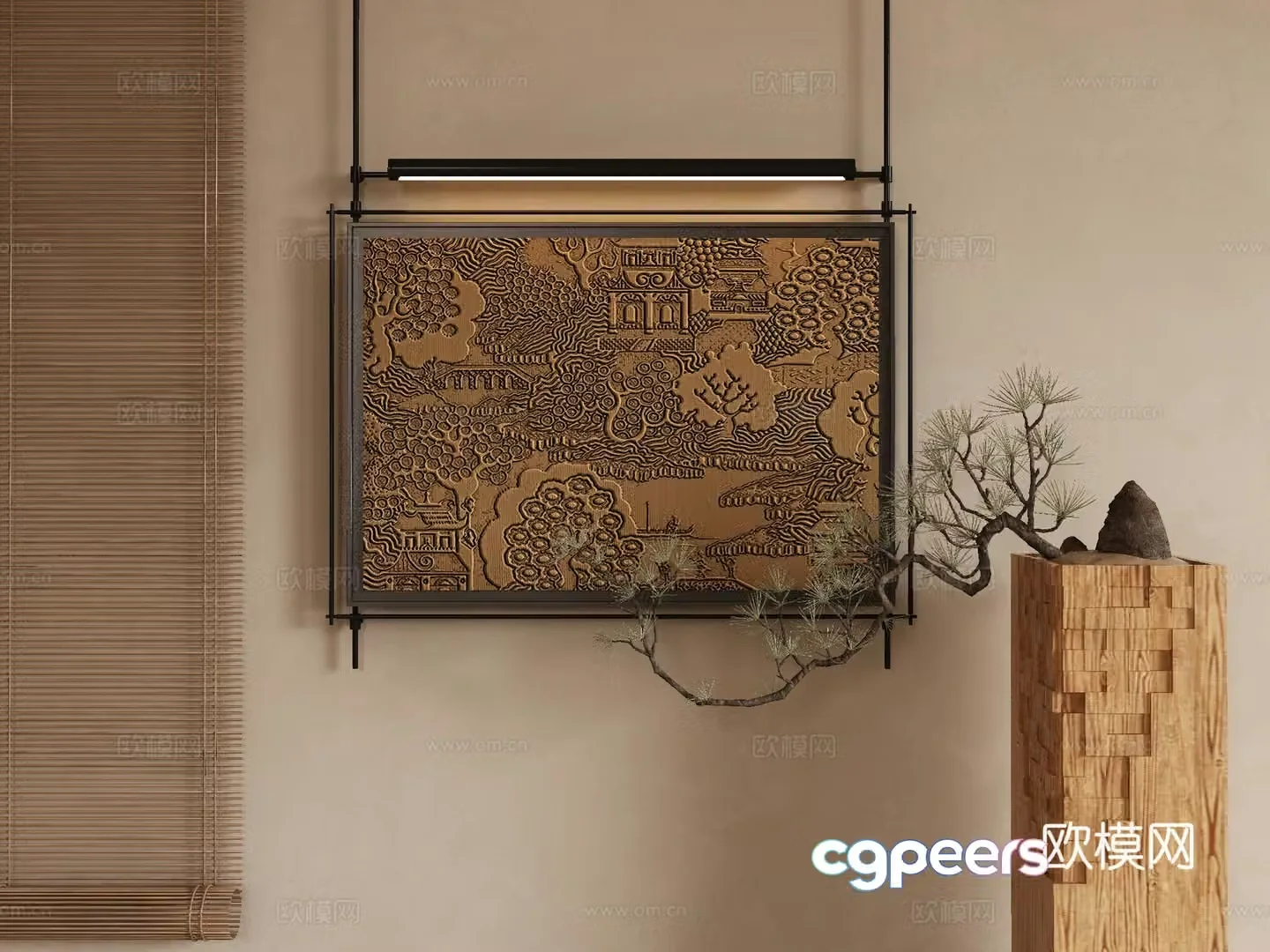 New Chinese style decorative painting 3D model