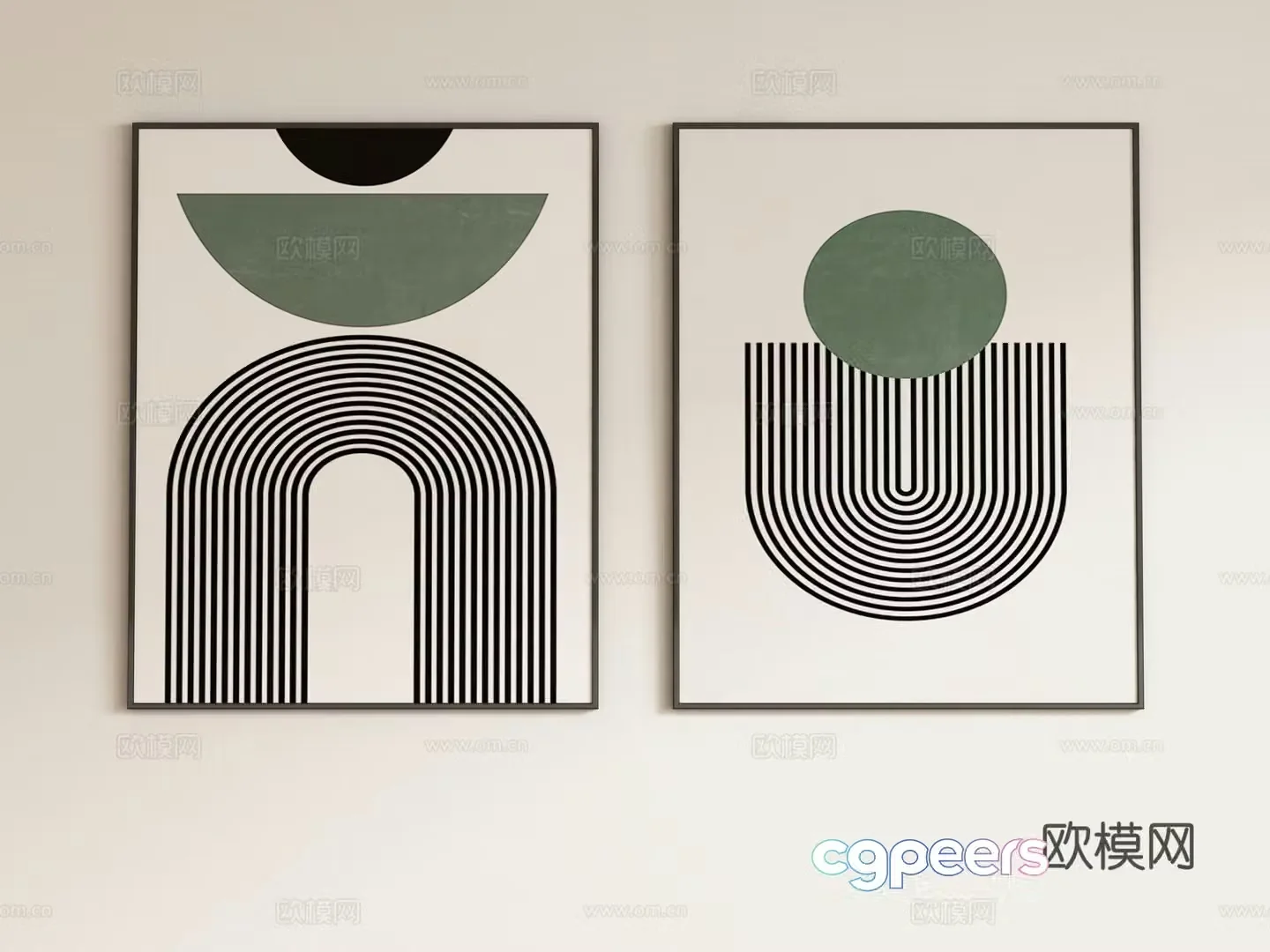 Modern abstract painting decorative painting hanging painting 3d model