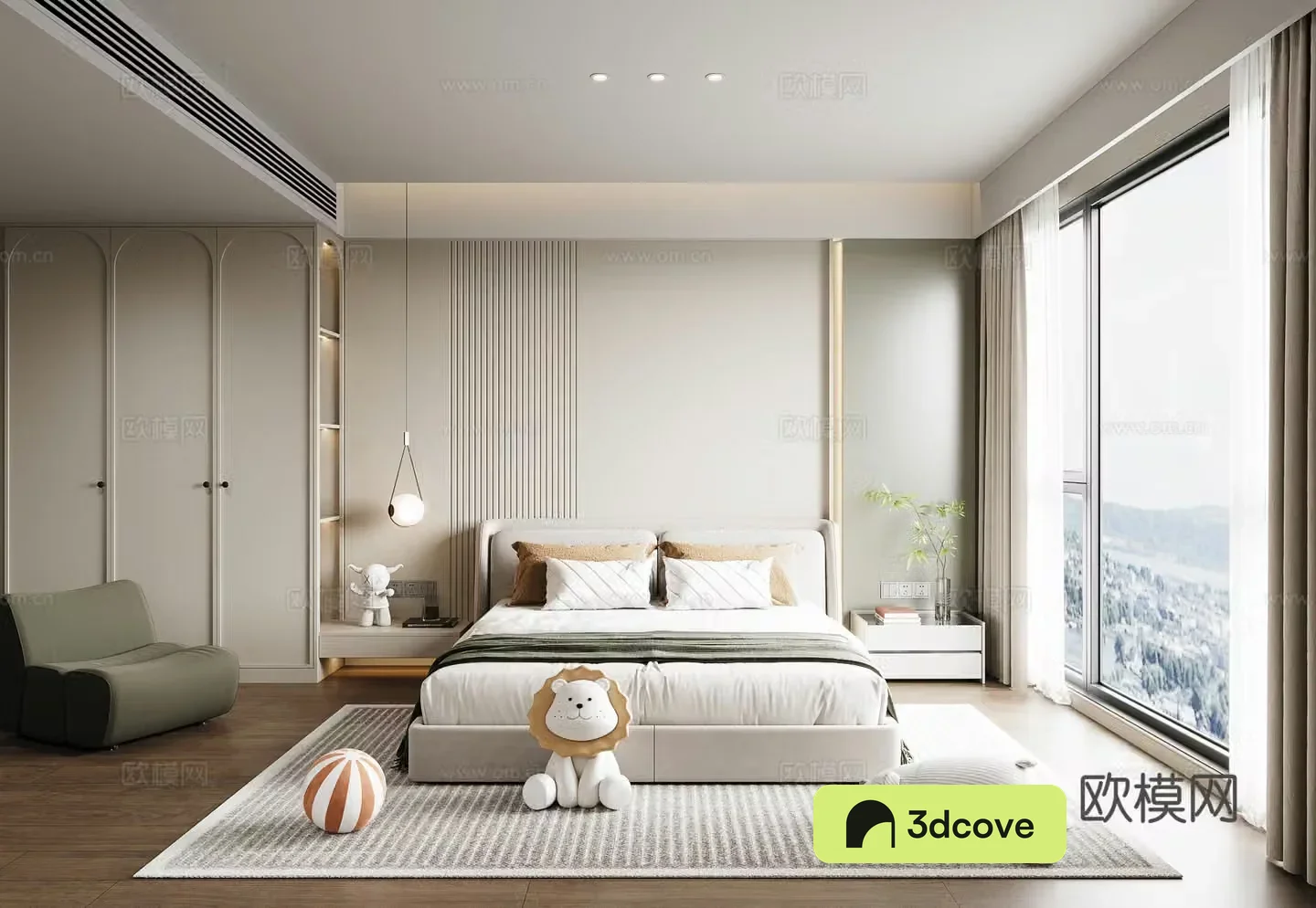Modern universal children’s room lazy sofa green plant ornaments toy dolls small chandelier