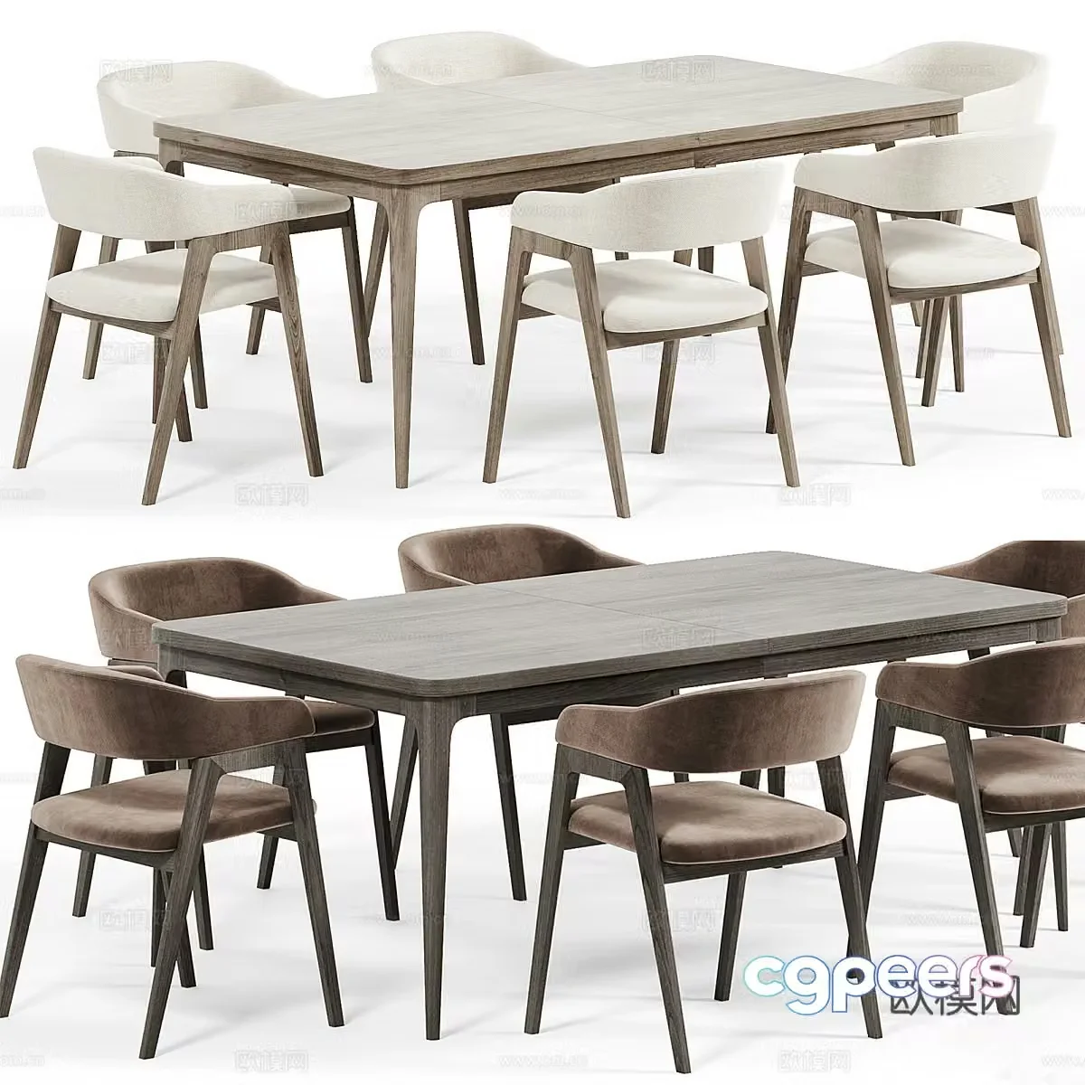 Nordic dining table and chairs 3d model