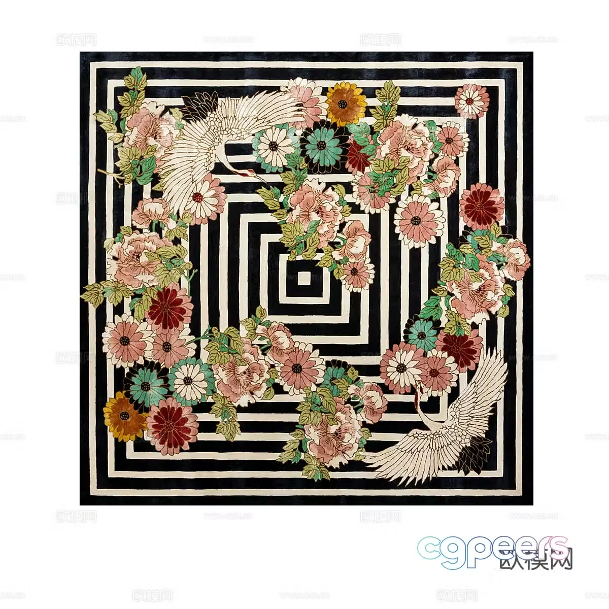 New Chinese carpet Floral carpet 3D model