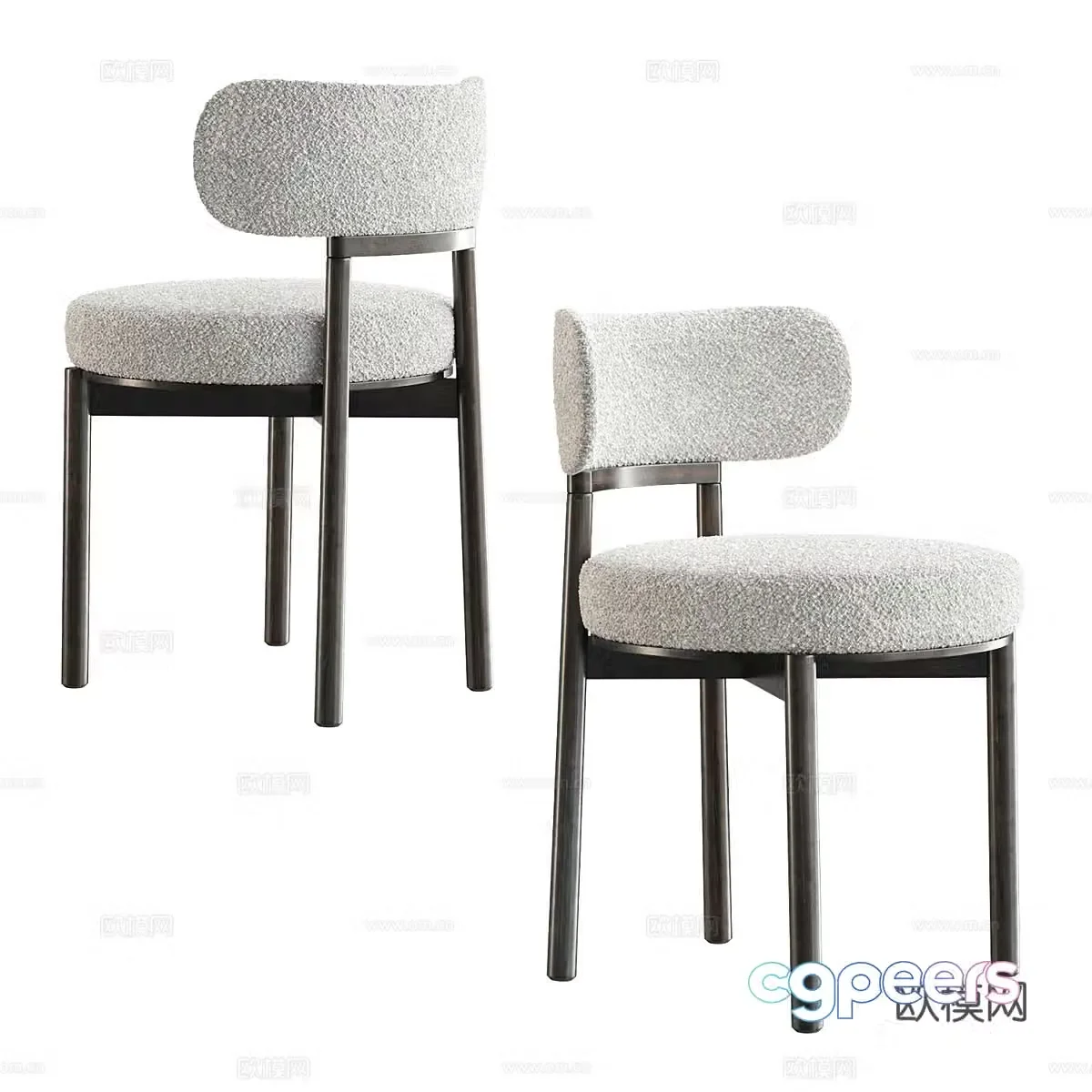 Modern Italian light luxury single chair 3D model