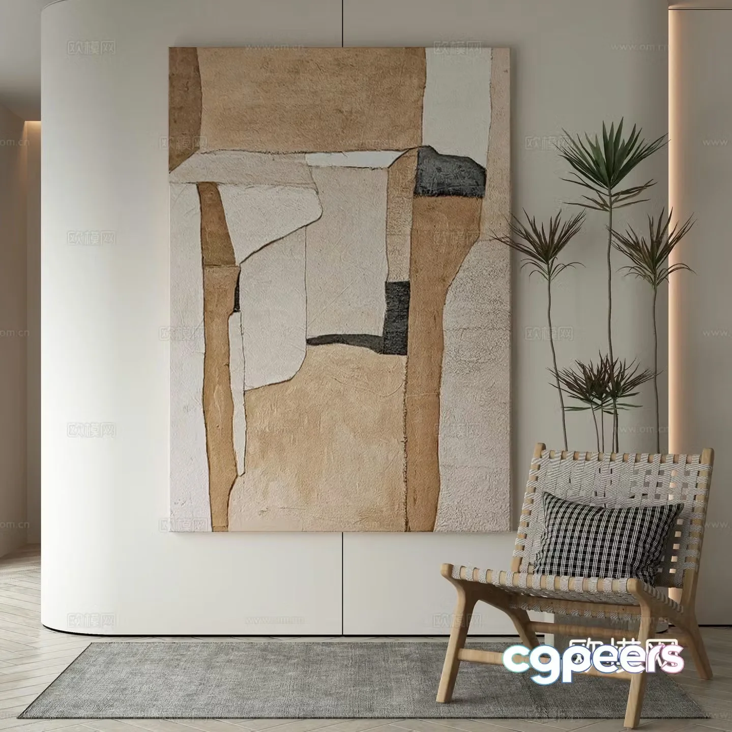 Wabi-sabi painting texture painting decorative painting hanging painting 3D model