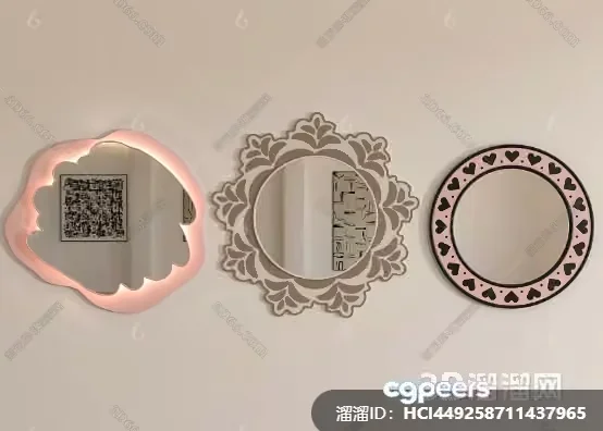 A Decorative Mirror With A Floral Design 3D Model – 8904 – VRAY Render