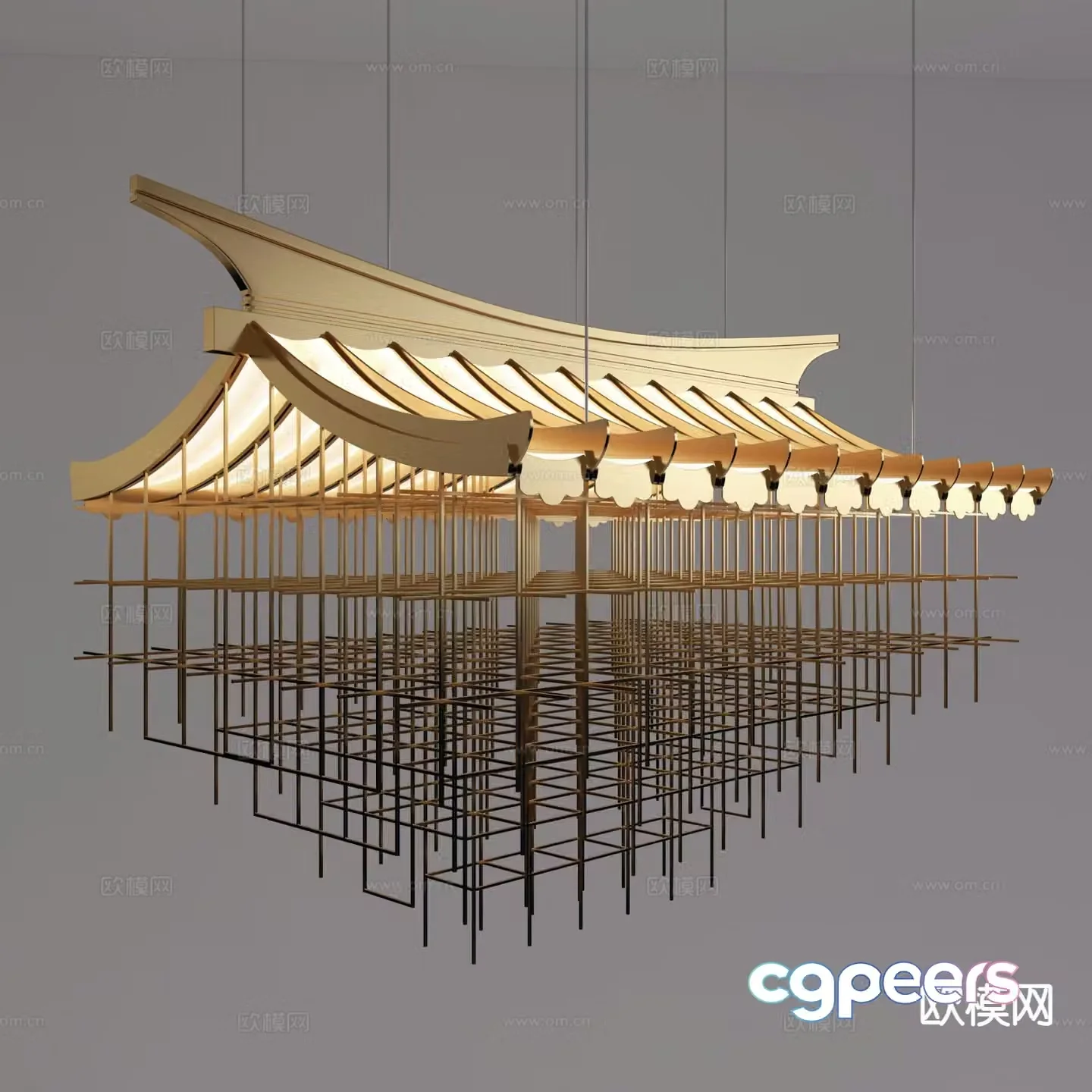 New Chinese style chandelier tower chandelier 3d model