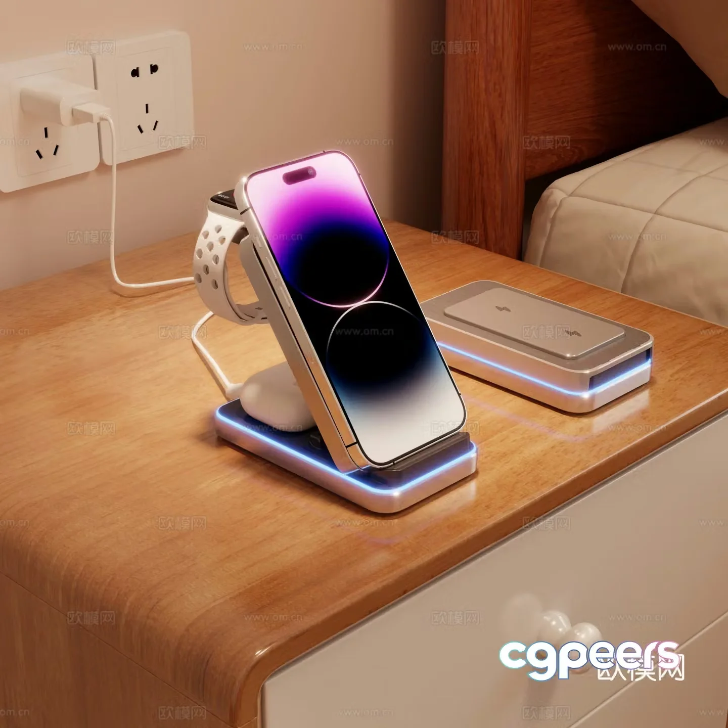 Three-in-one wireless charger bracket suitable for apple watch watch iwatc3d model