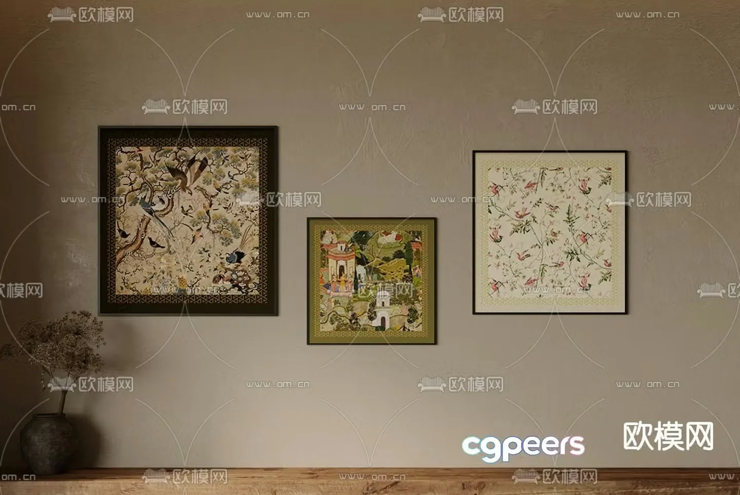 Middle-aged flower painting Art painting Decorative painting 3D model