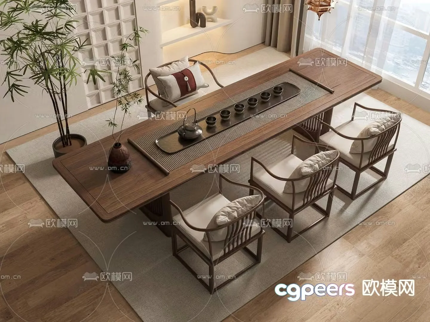 New Chinese style tea table tea table 3d model
