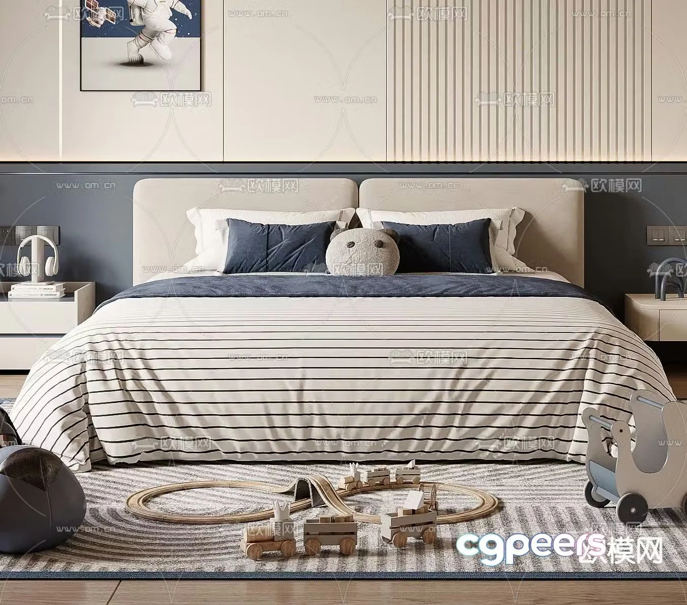 children’s bed double bed child’s bed 3d model