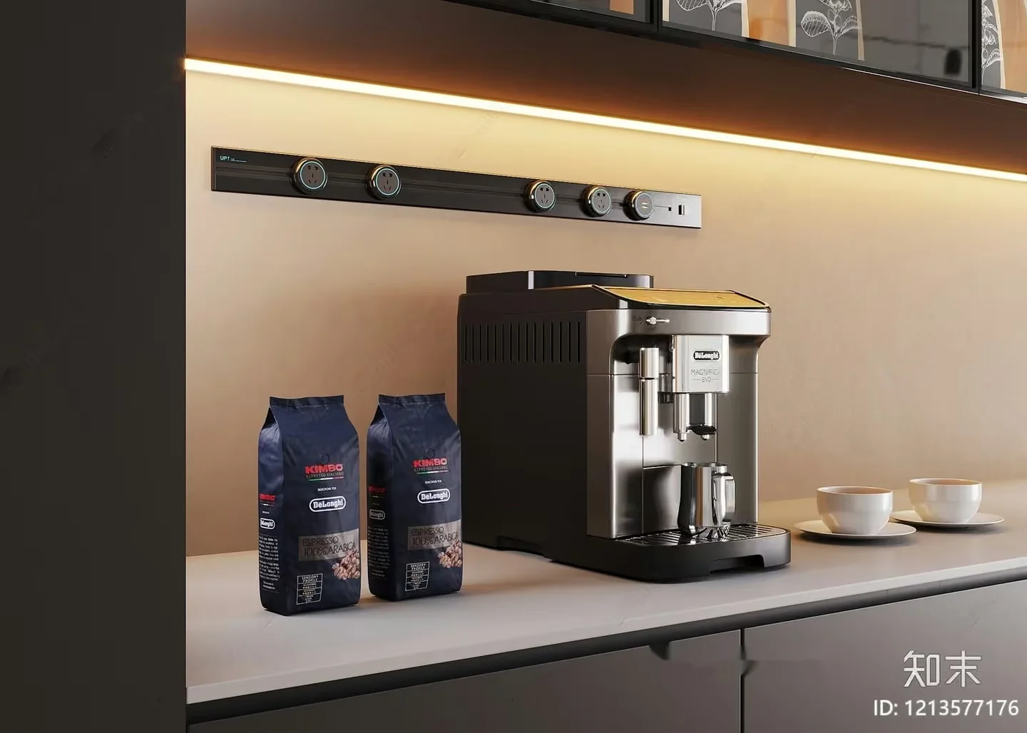 A Kitchen Counter With A Coffee Machine 3D Model – 22827 – VRAY Render