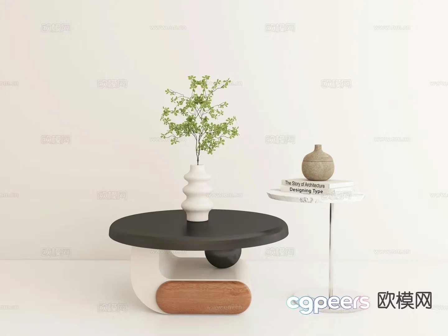 Modern double coffee table 3d model