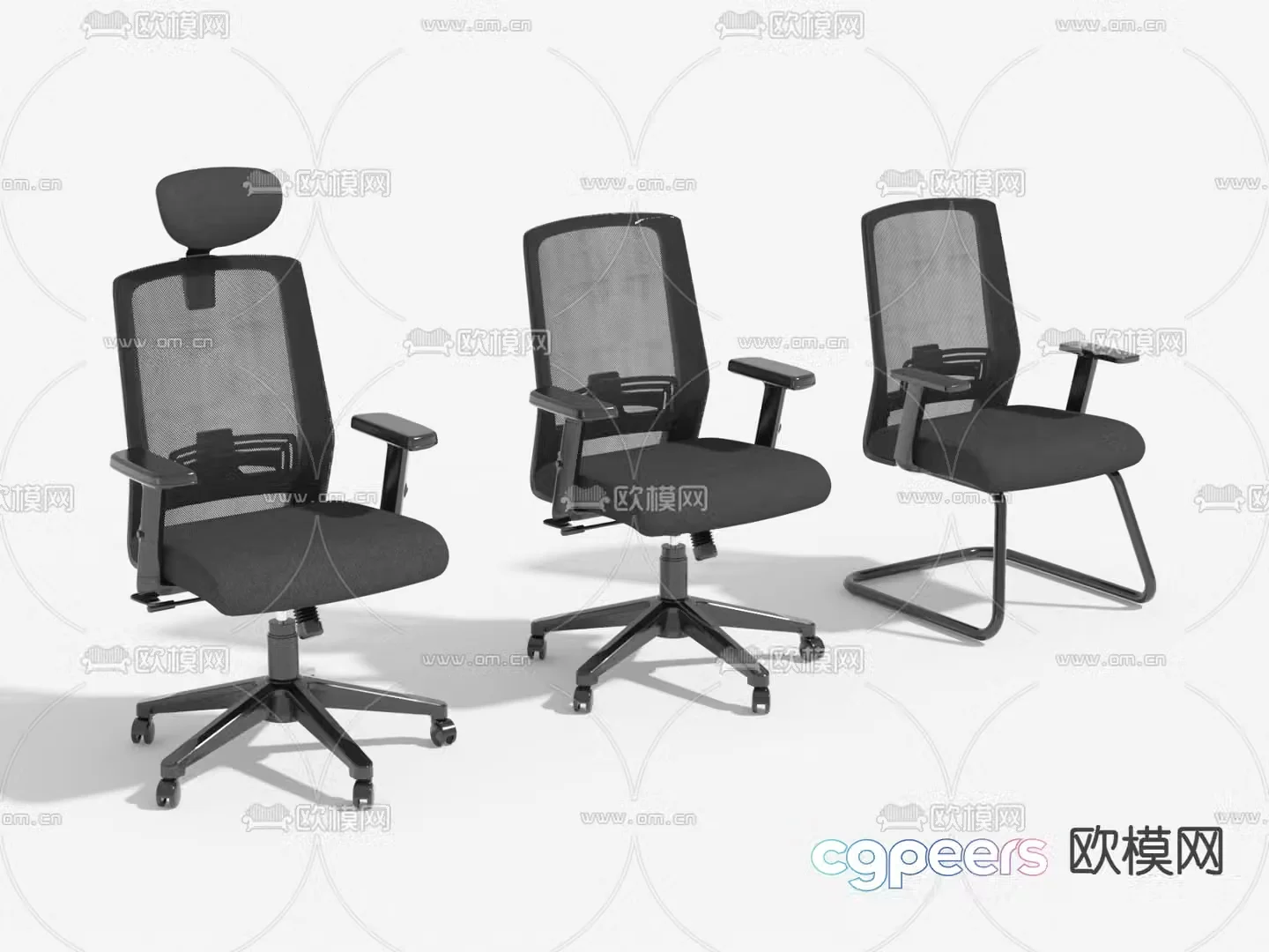 Mesh office chair shift chair staff chair 3D model