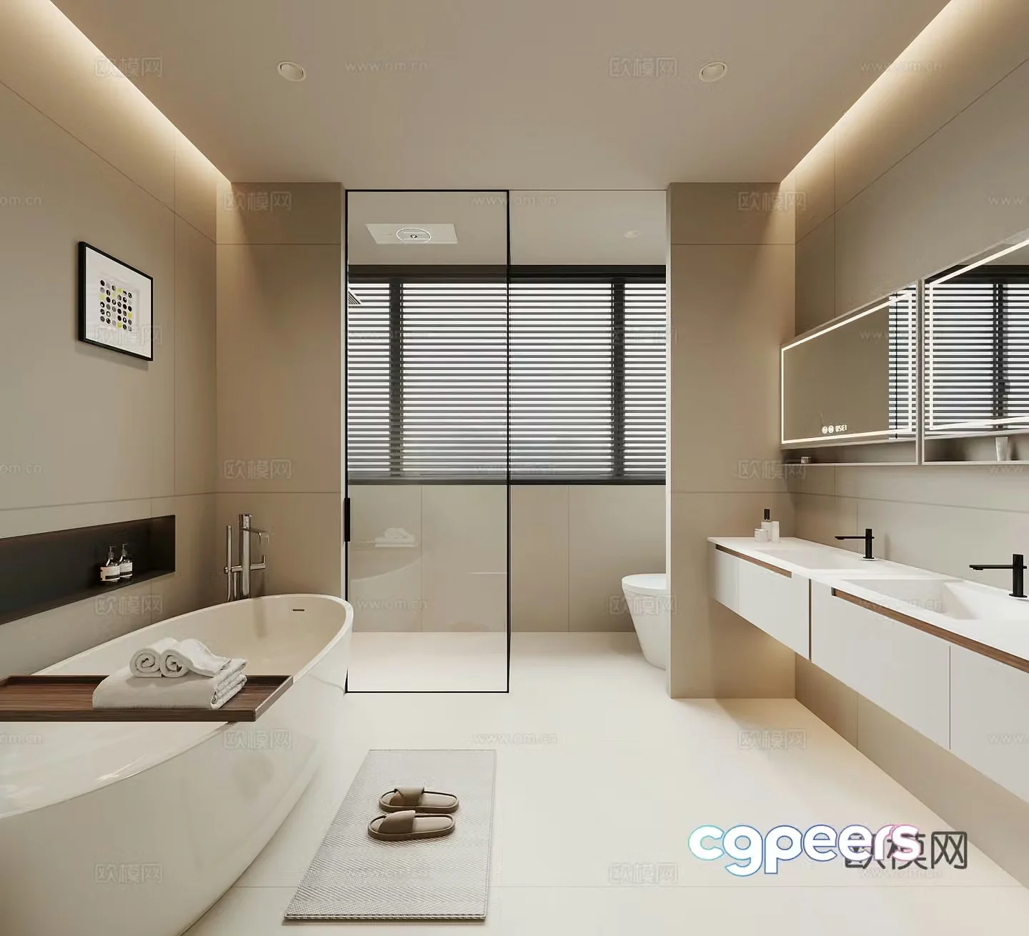 Modern bathroom Bathtub Bathroom Cabinet Bathroom 3D Model