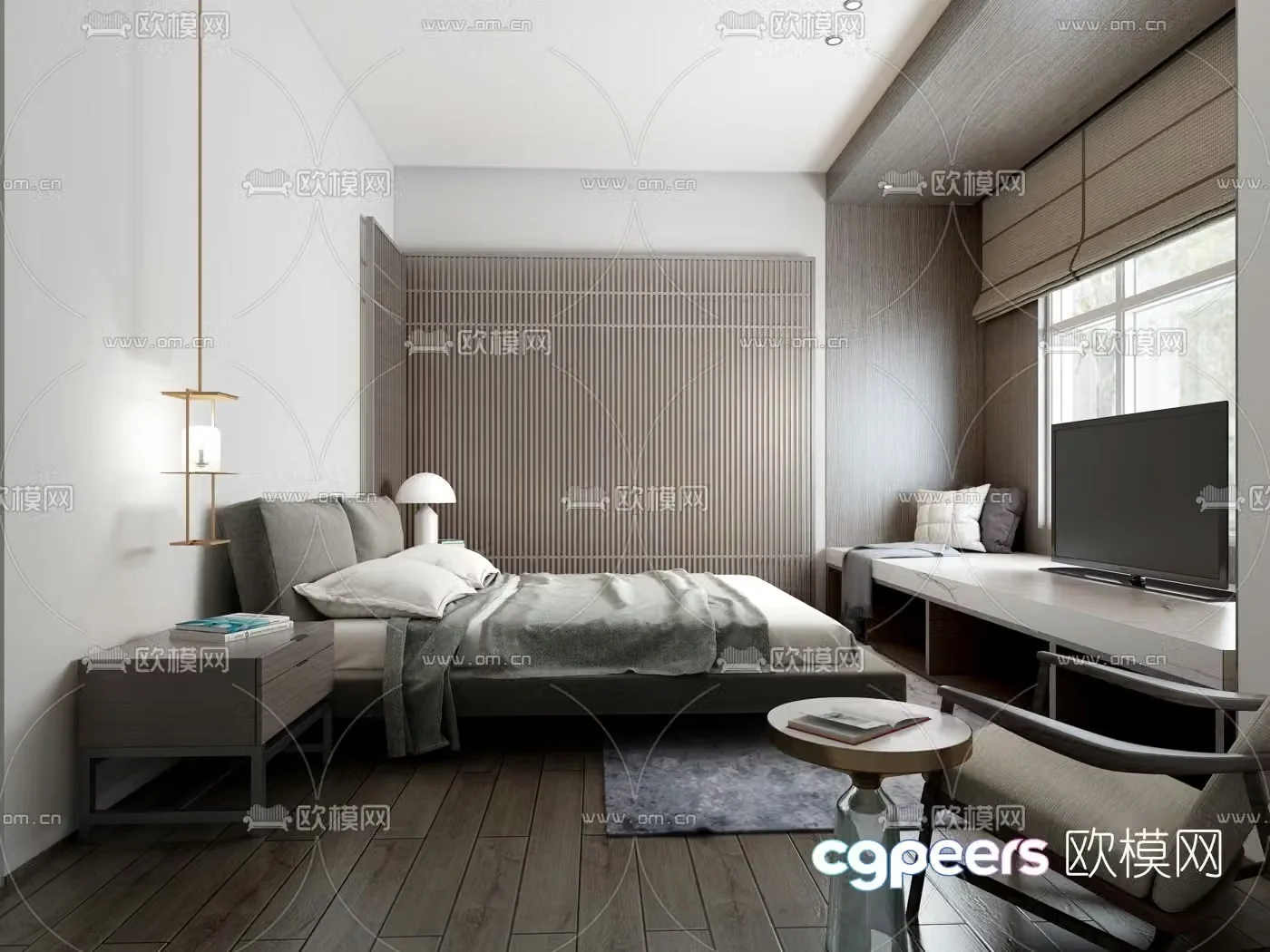 Modern B&B guest room 3D model