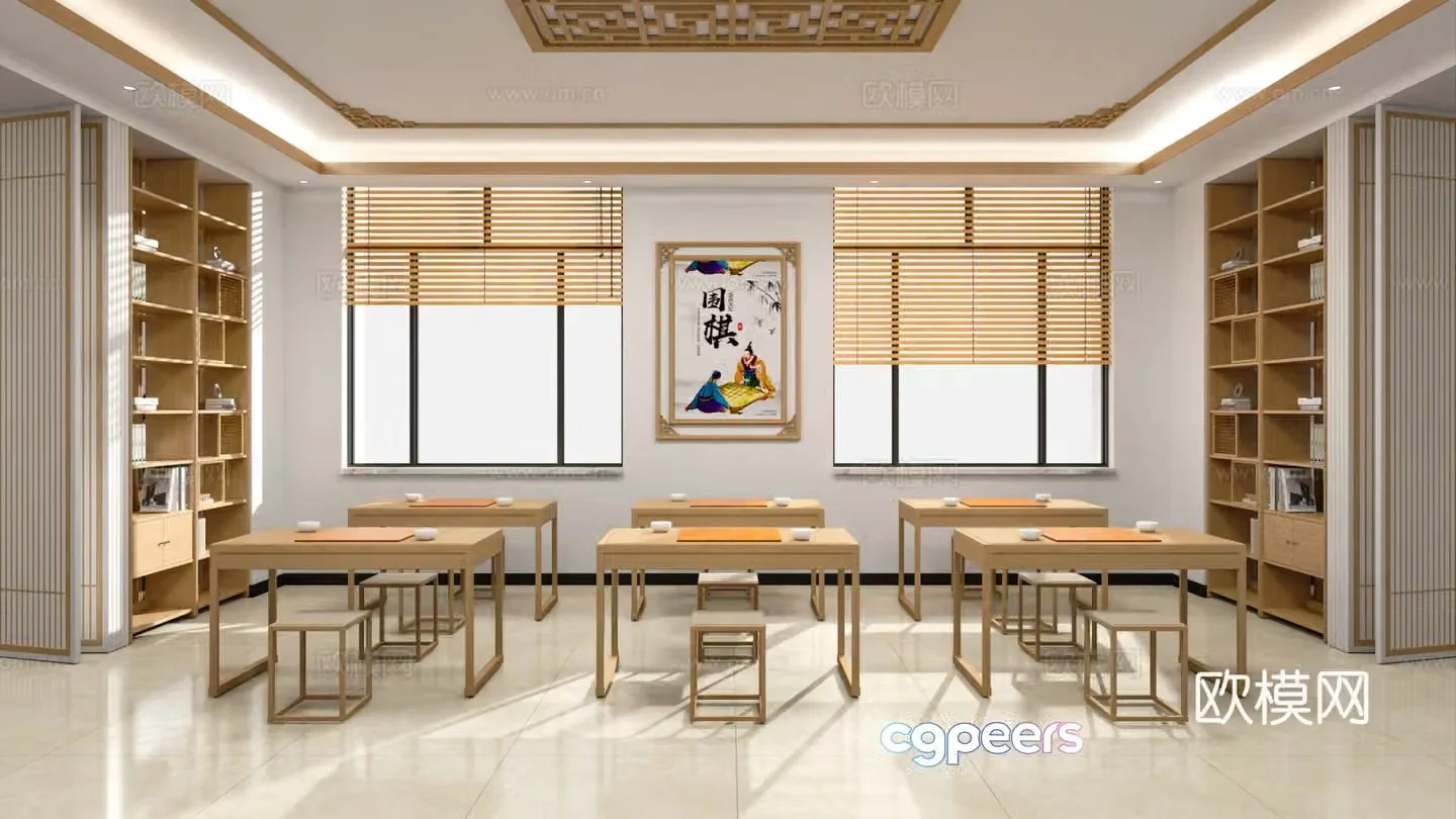 New Chinese Calligraphy Classroom Go Classroom 3D model