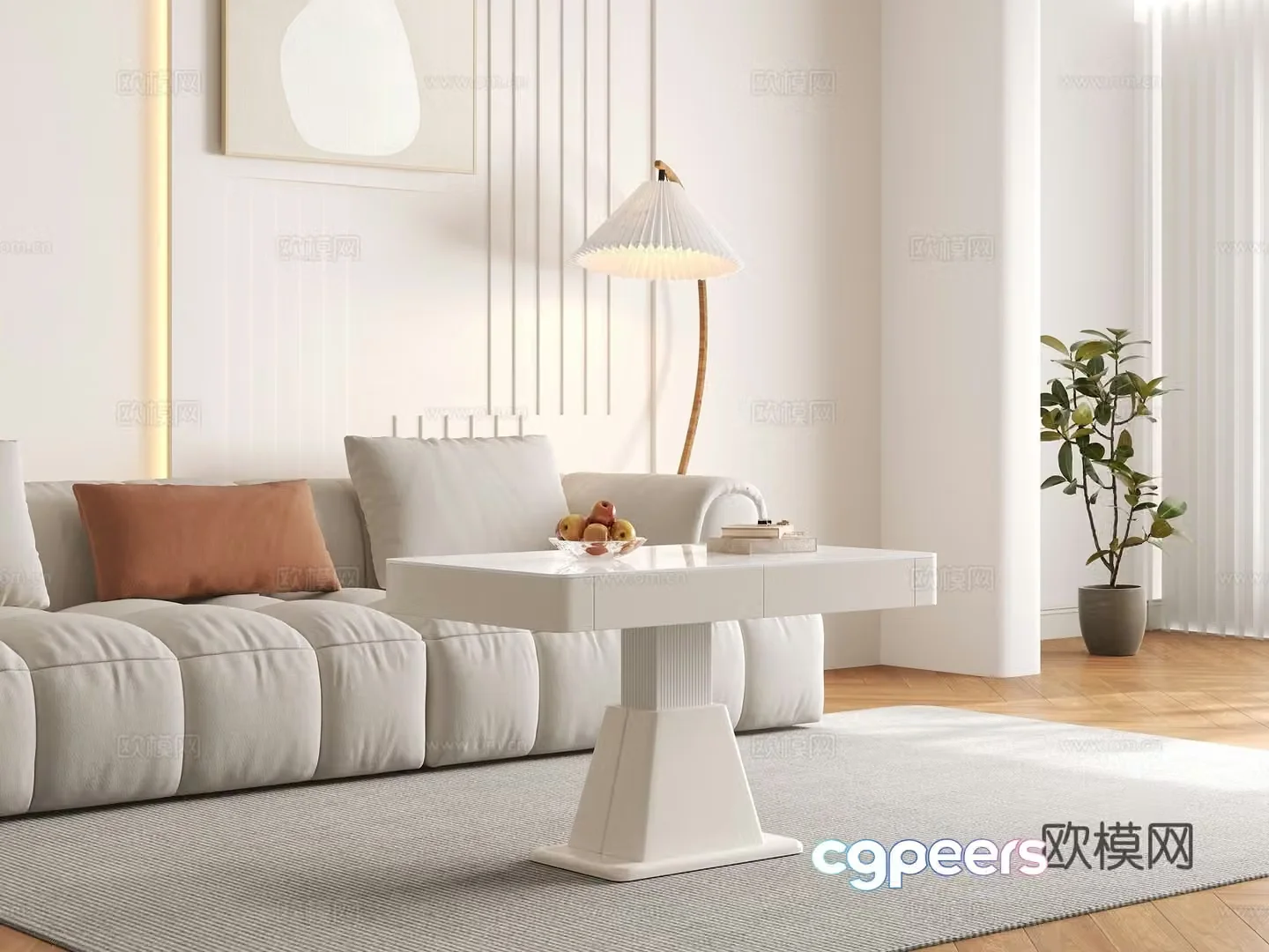 Cream style coffee table 3d model