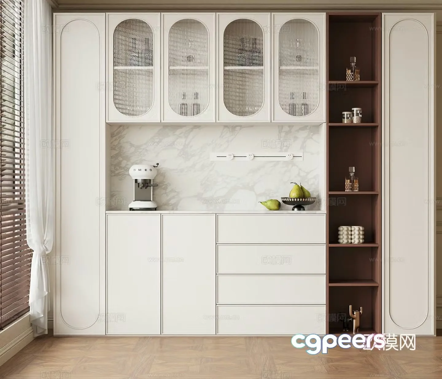 Middle Ages Wasabi Wine Cabinet Glass Wine Cabinet Finished Wine Cabinet Wine Cabinet 3D Model
