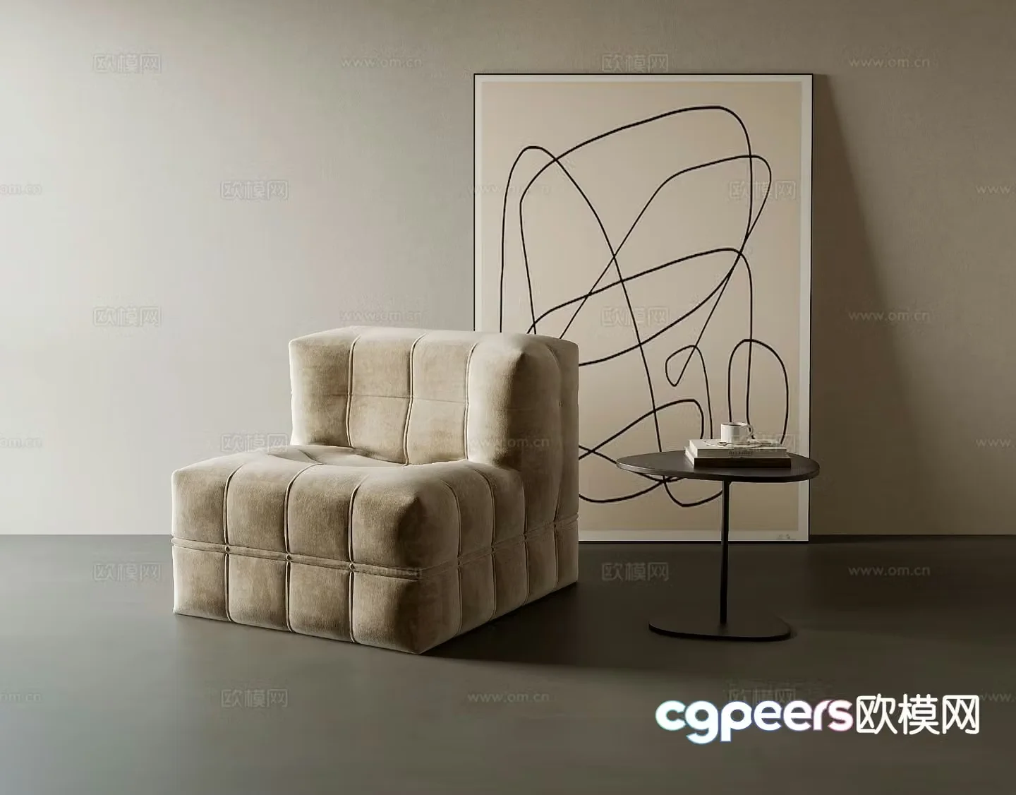 Wabi-sabi single sofa leisure sofa 3d model