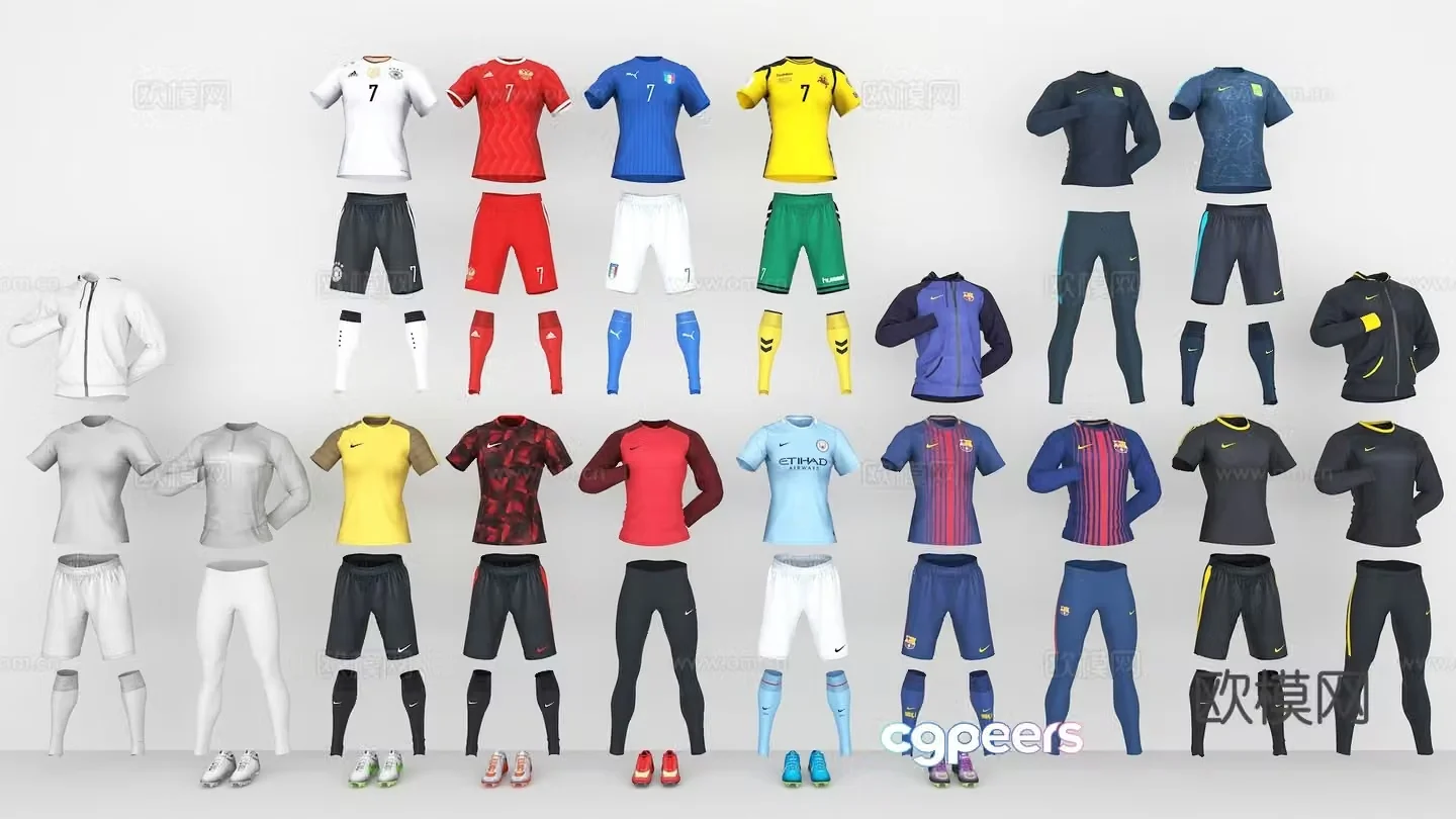 Football Clothes Football Uniforms Barcelona Uniforms Barcelona Uniforms Real Madrid Uniforms Manchester City Uniforms 3D Model
