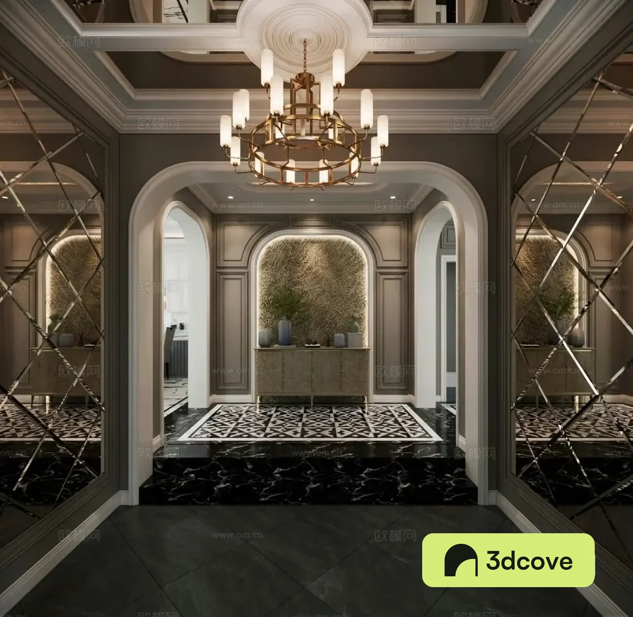 European style villa entrance light luxury entrance