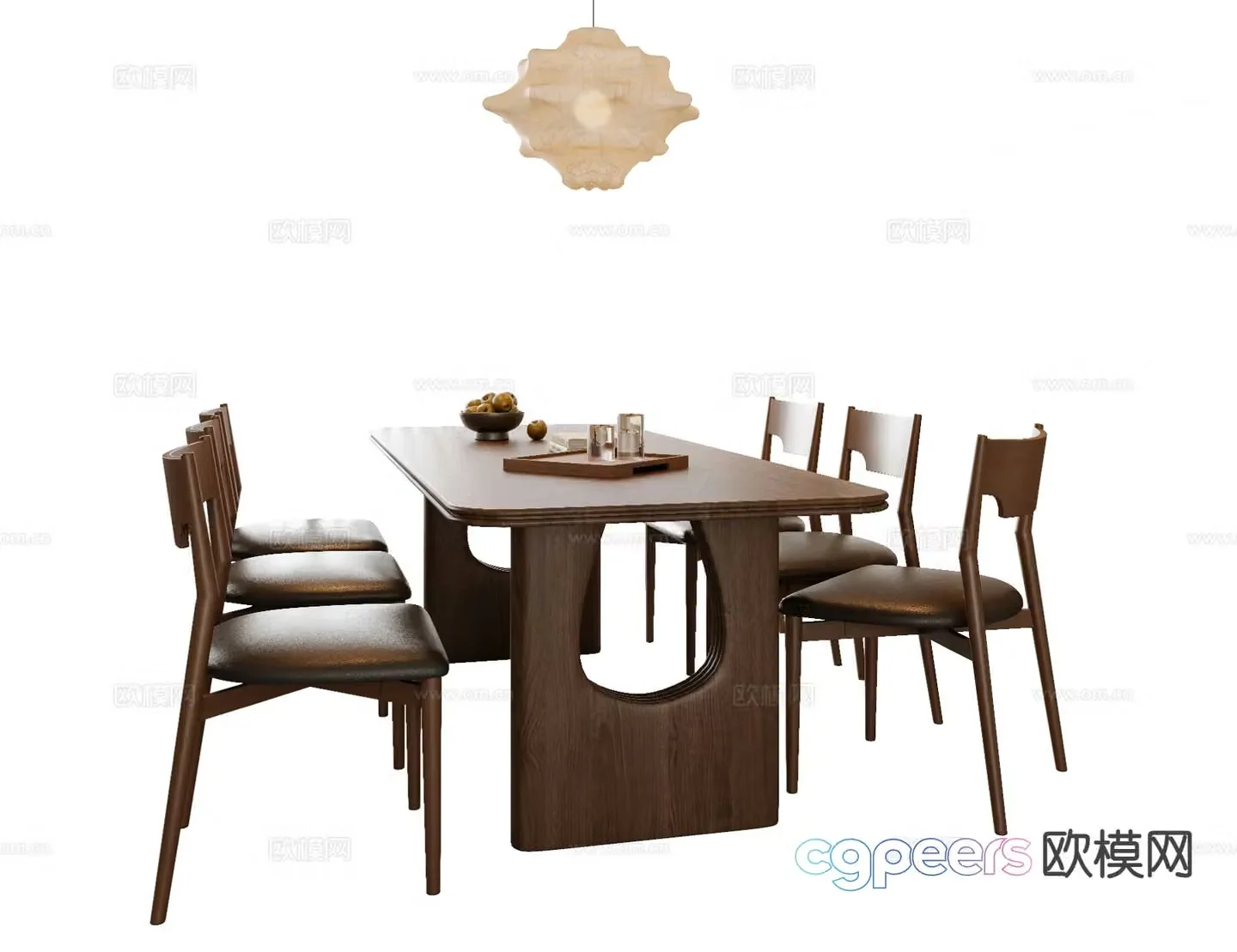Medieval style dining table and chairs 3d model