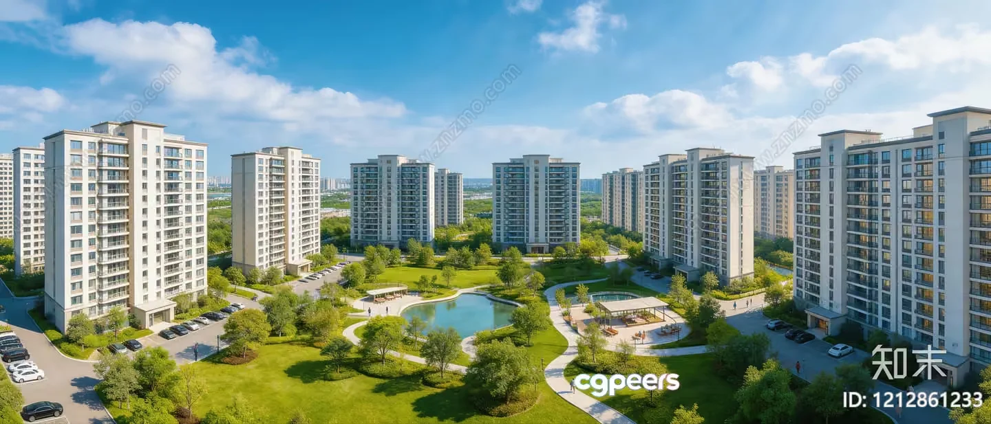 Modern Cityscape With Tall Buildings 3D Model – 6295 – VRAY Render