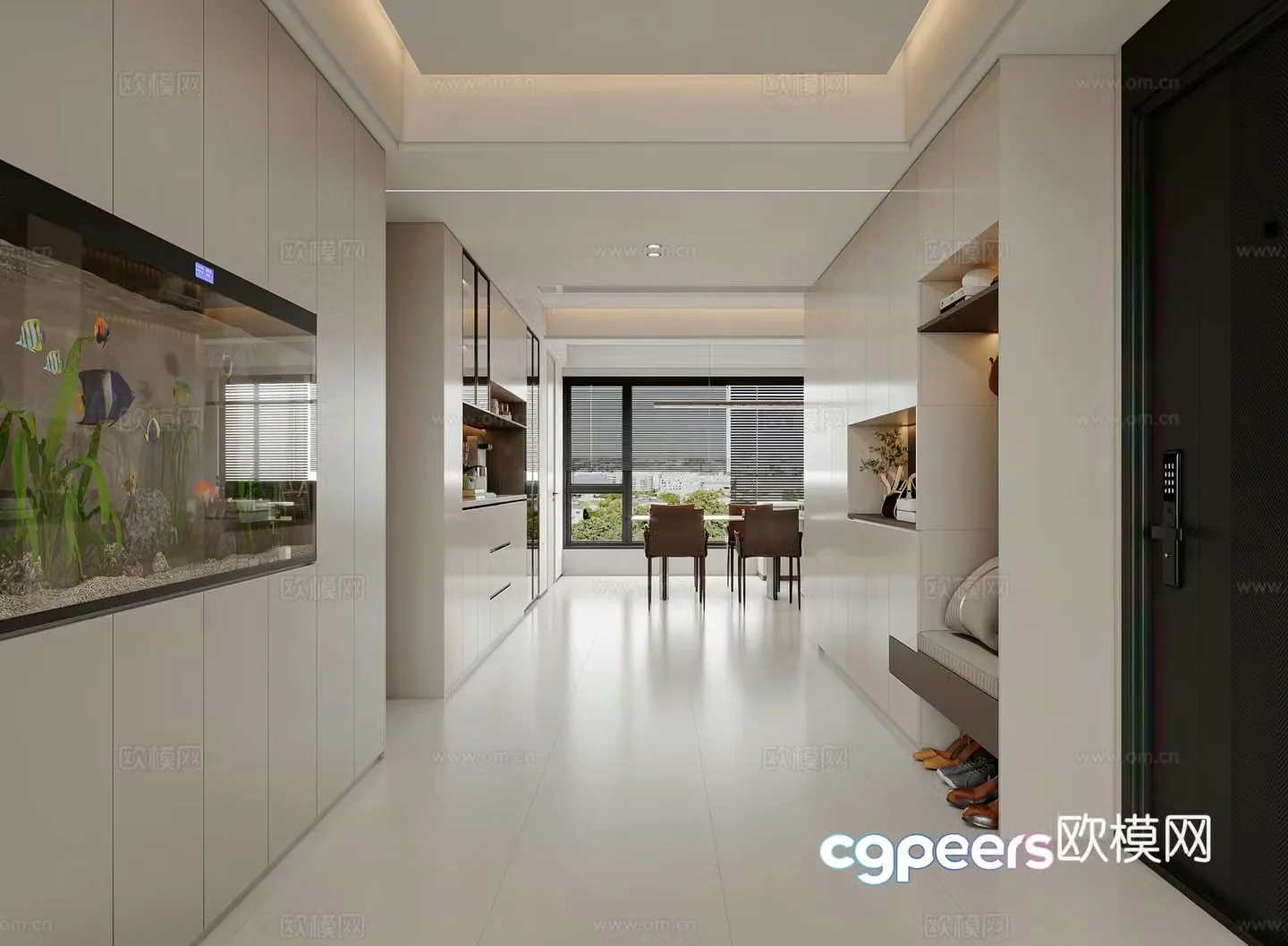 Modern restaurant dining table shoe cabinet bathtub entrance hall wine cabinet simple living and dining room 3d model