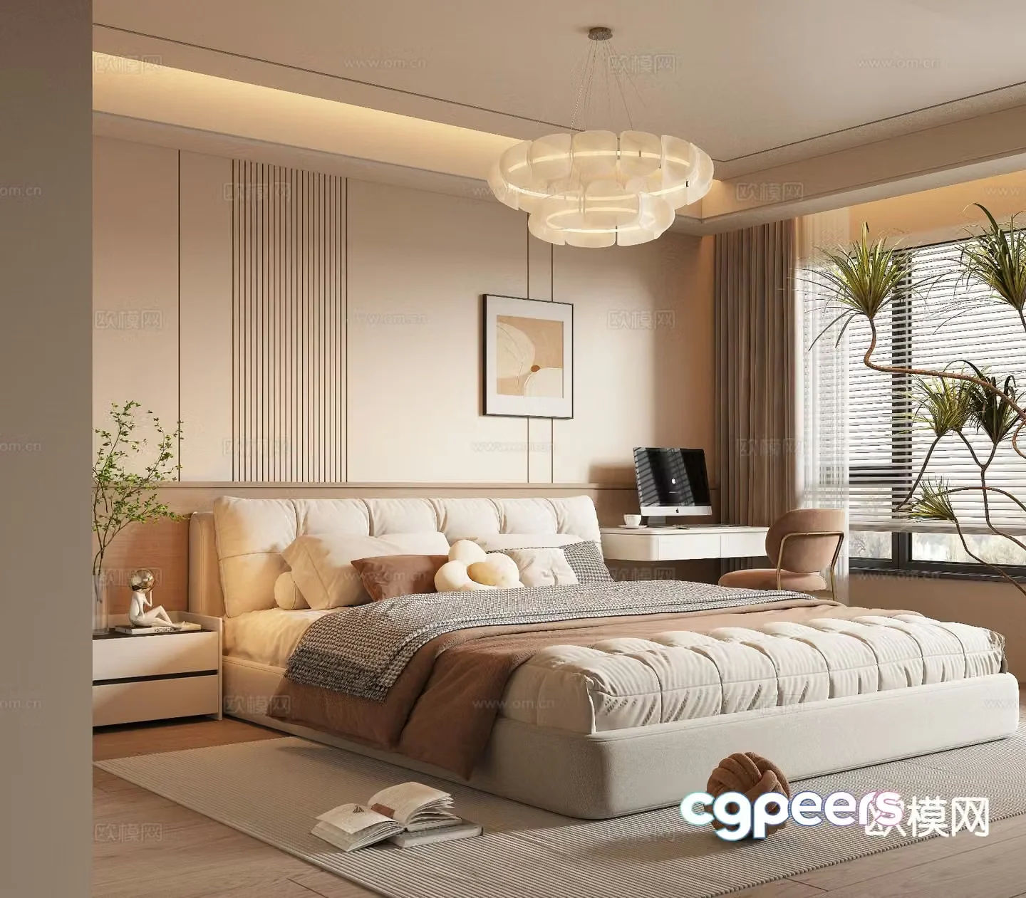 Creamy Bedroom Master Bedroom 3D Model