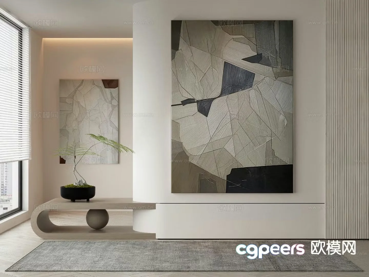 Modern art painting texture painting decorative painting 3d model