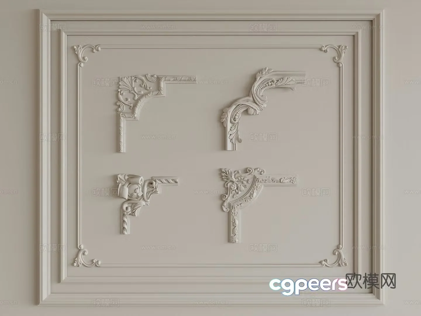 Simple European carving gypsum line 3D model of gypsum components