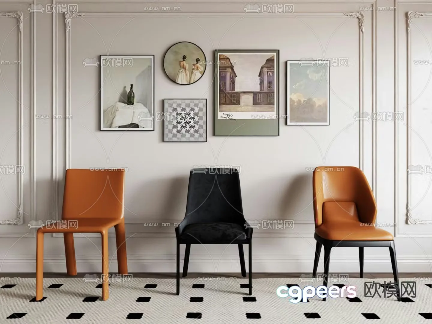 Modern chair dining chair 3d model