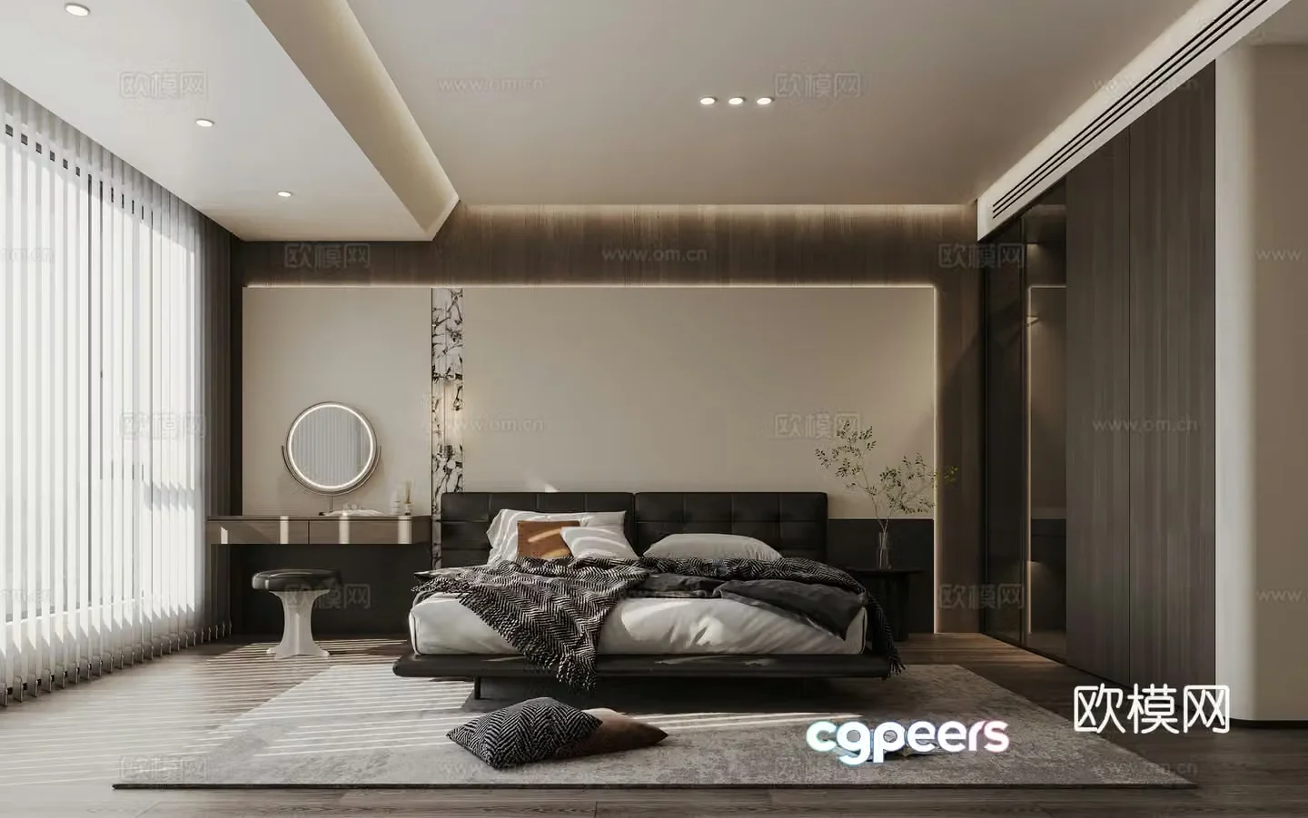 Modern light luxury bedroom 3d model