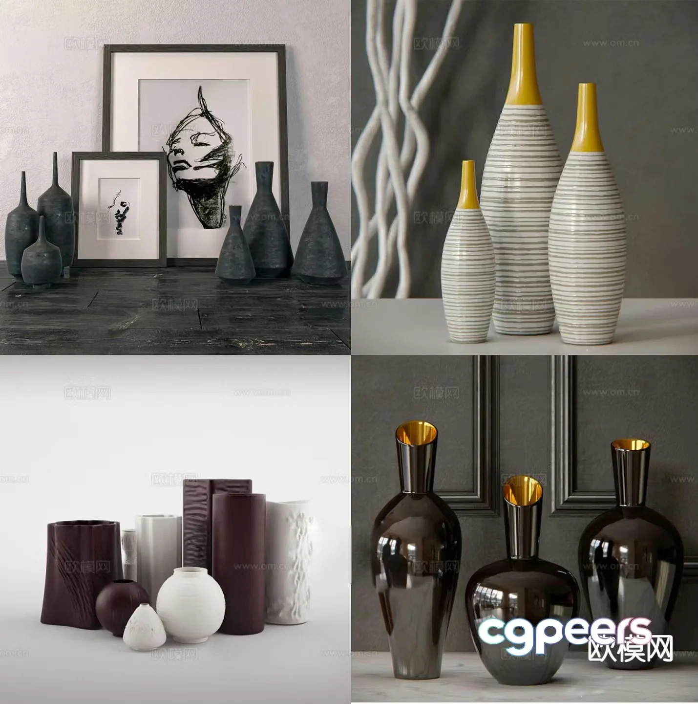 Modern ceramics vessel vase porcelain 3d model