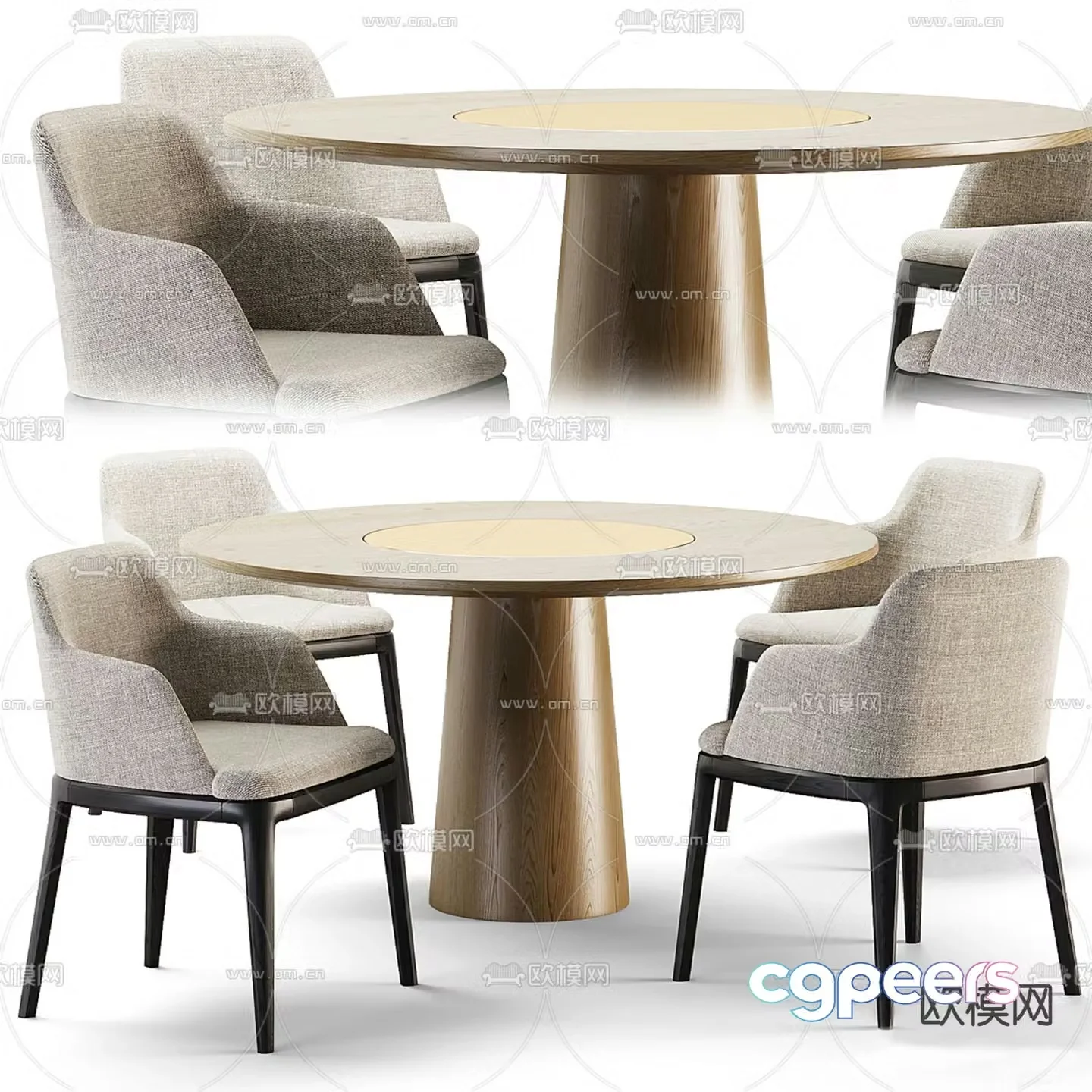 Poliform dining table and chairs 3d model