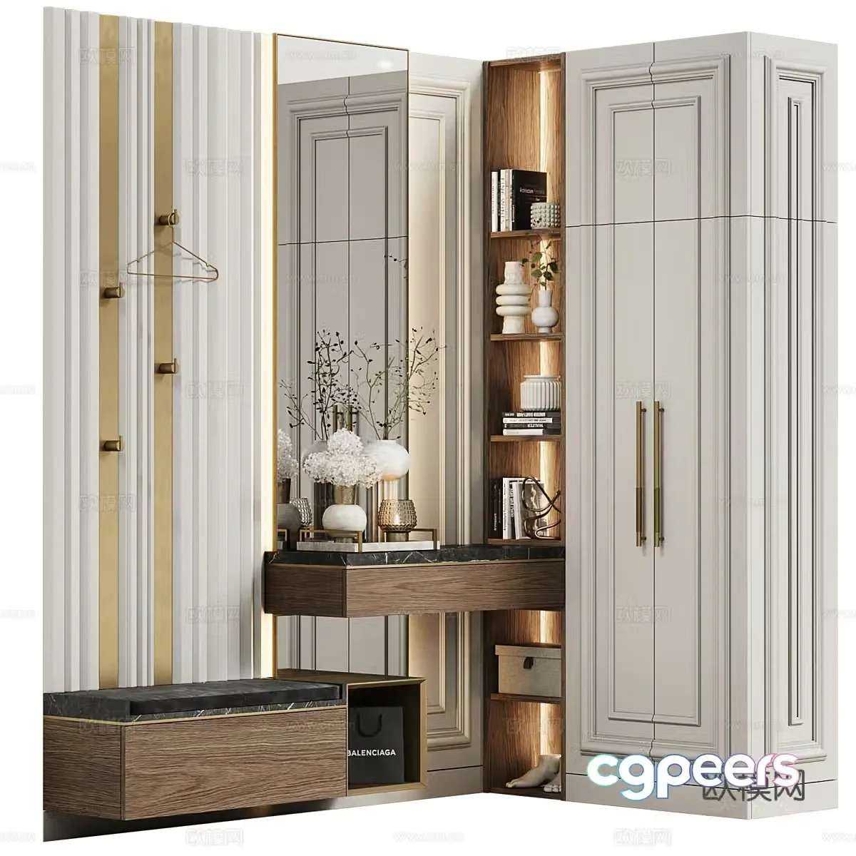 Modern light luxury decorative shoe cabinet 3d model
