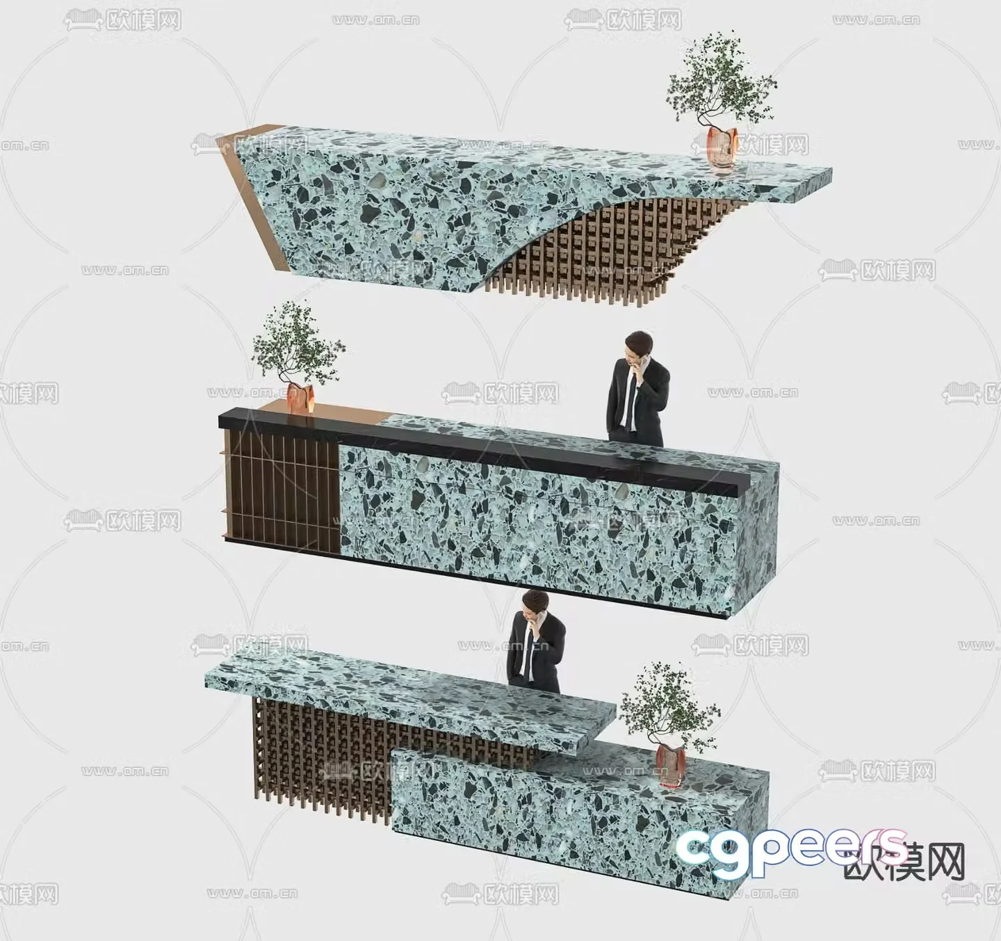 Front desk reception desk service desk information desk 3d model