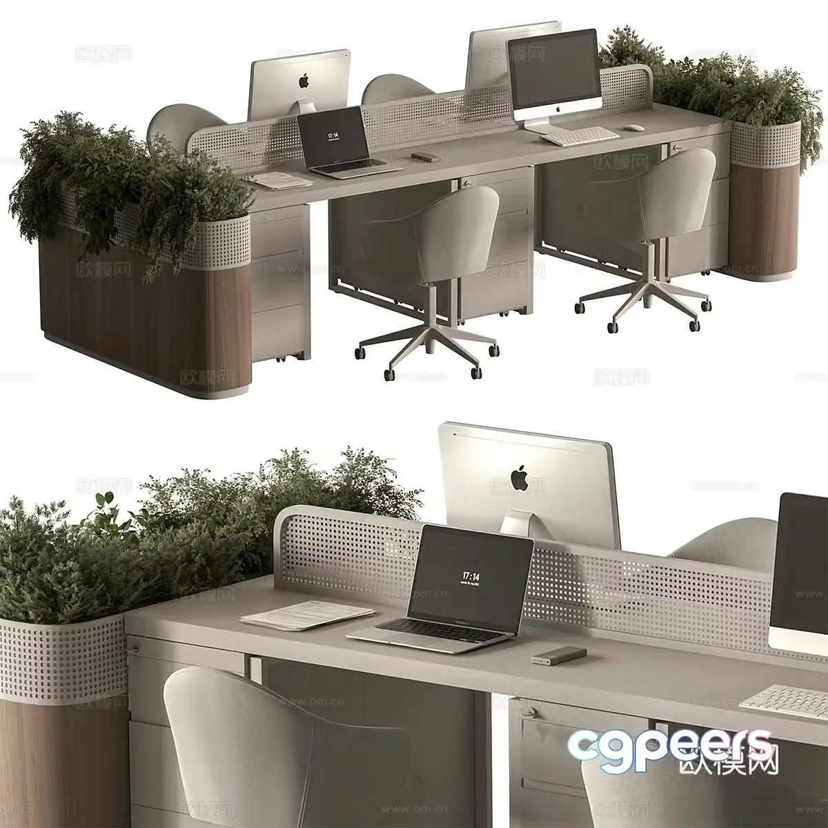 New Chinese style employee set – Office furniture 3D model