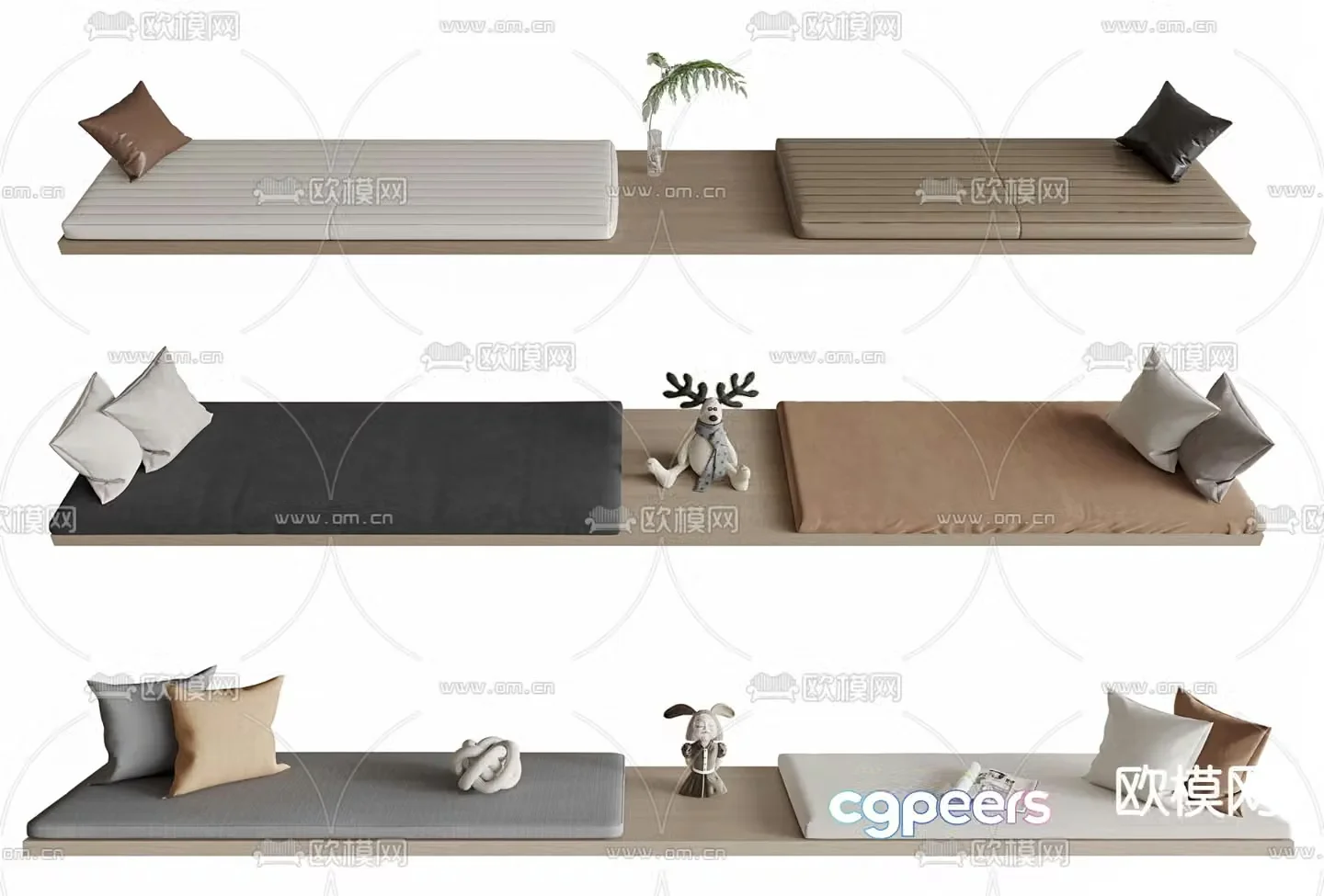 Modern cushion bay window cushion seat cushion sofa cushion 3d model