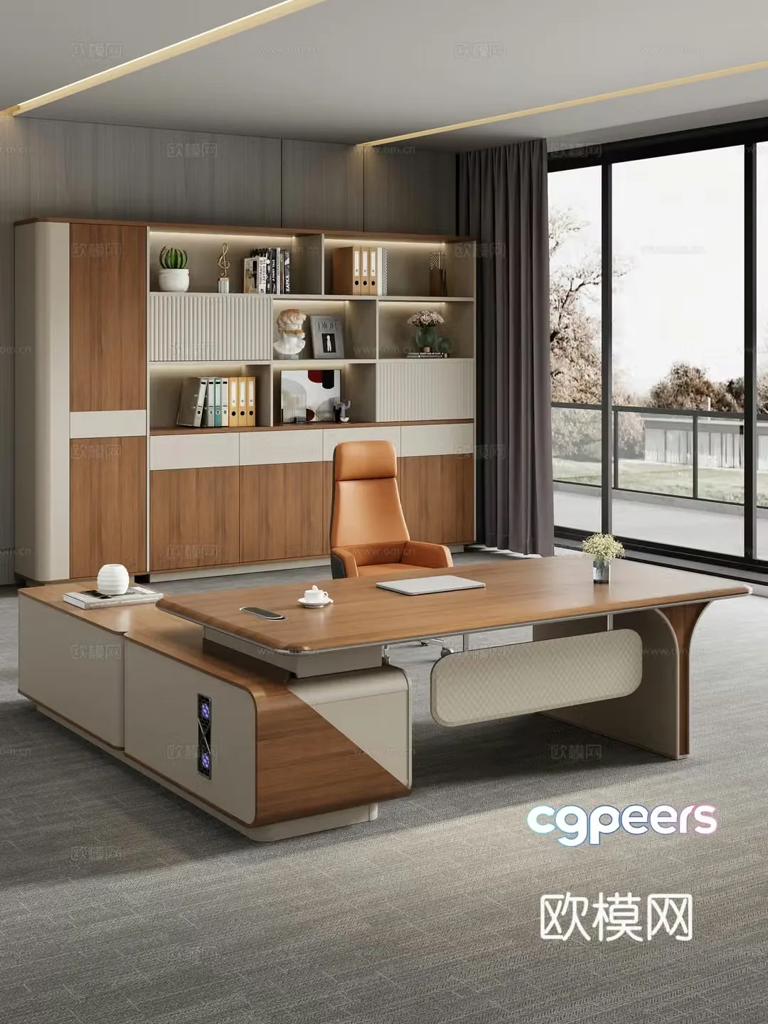 Modern office office desk chair boss desk big class desk general plant desk manager desk 3d model