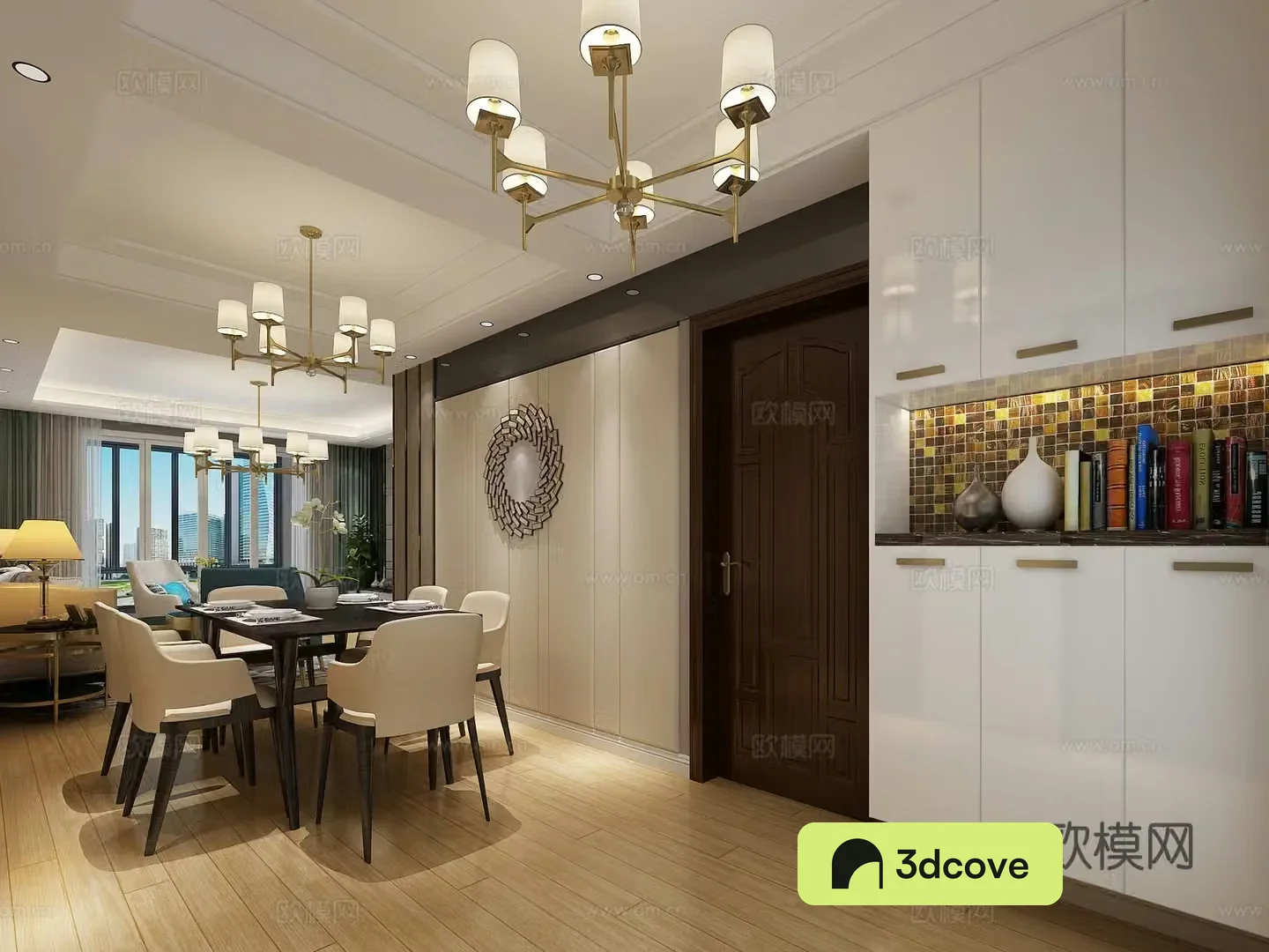 Modern living and dining room chandeliers desk lamp multi-person sofa single sofa coffee table decorative cabinet