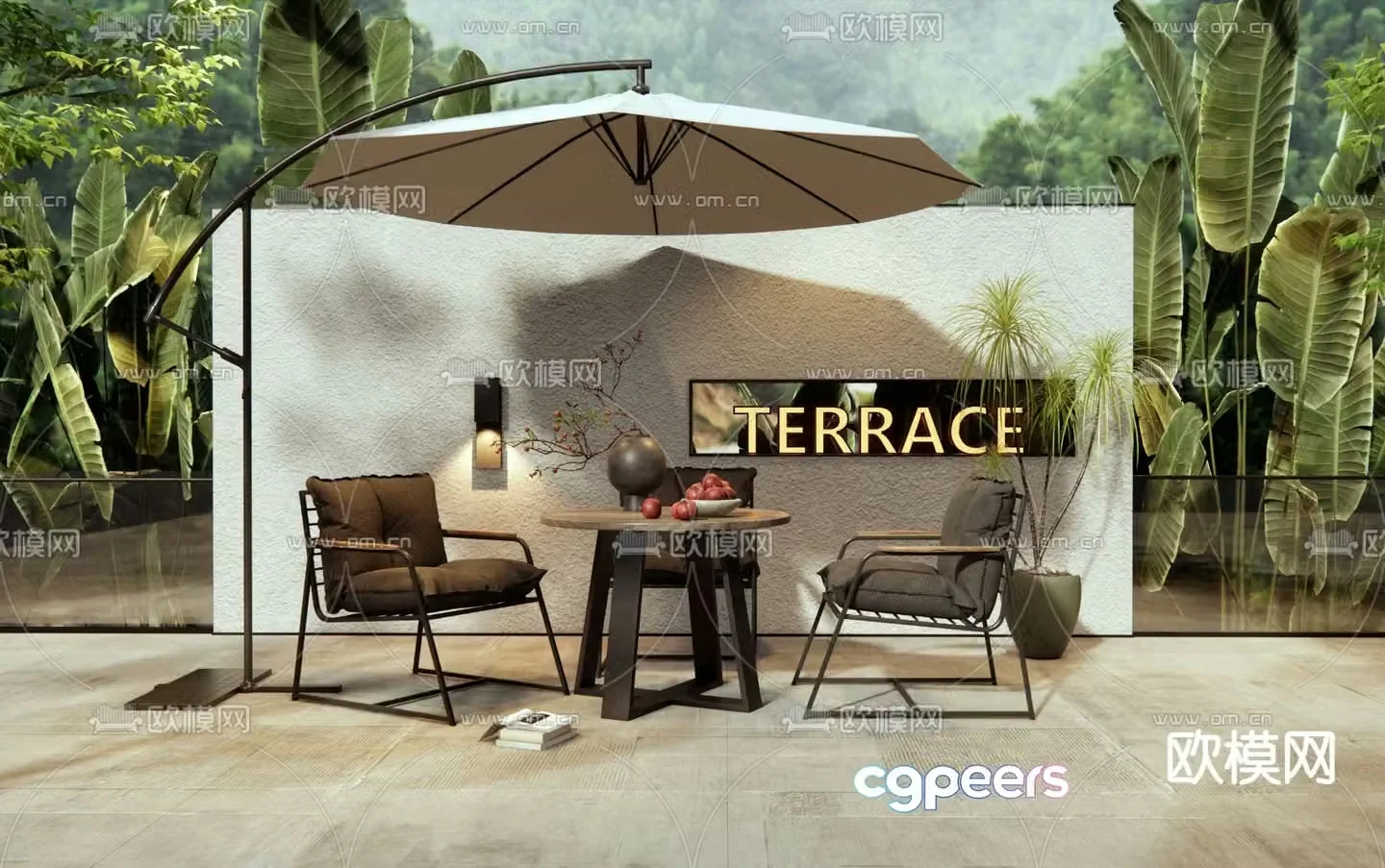 Outdoor tables and chairs courtyard tables and chairs 3d model