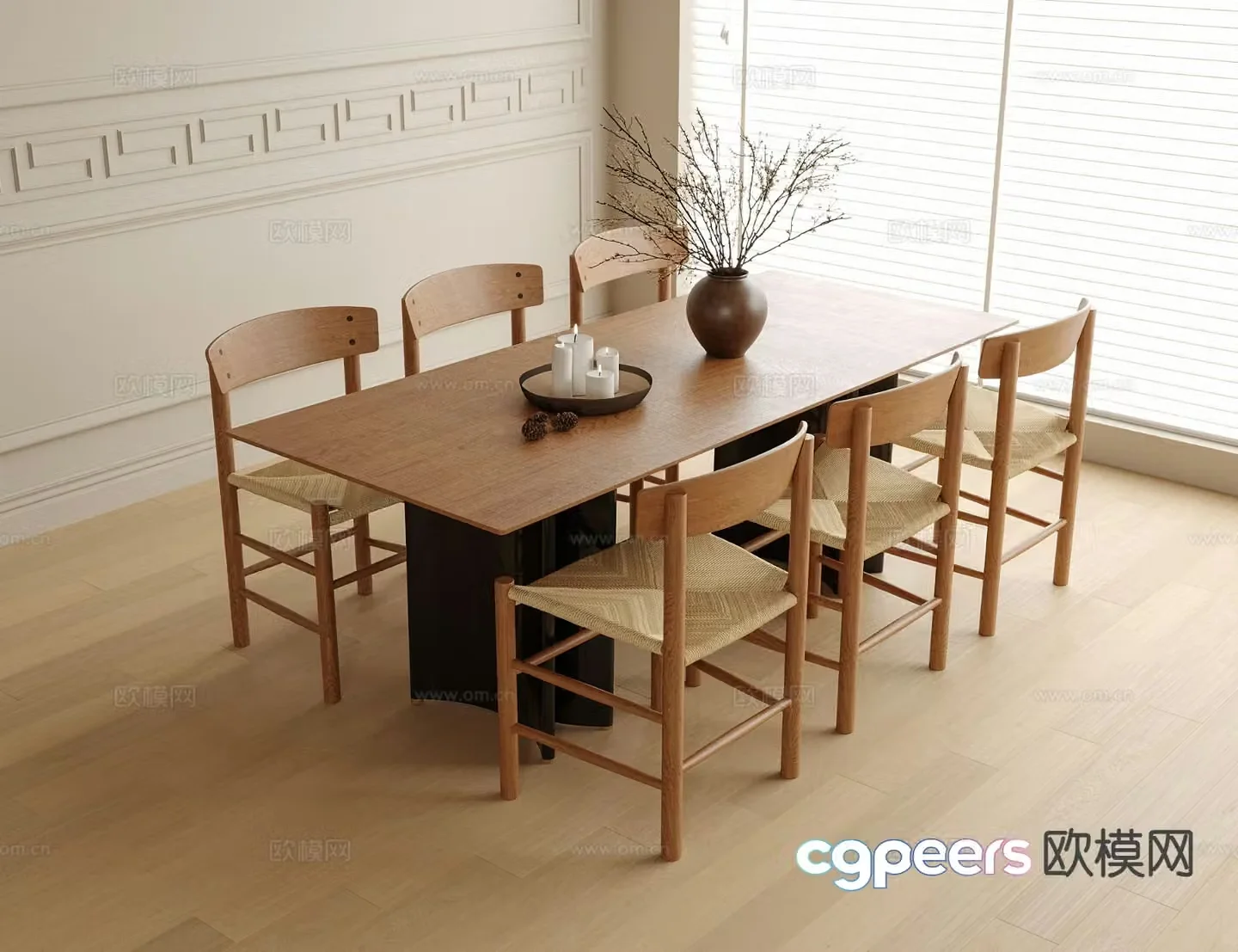Medieval style dining table and chairs bar dining table 3D model