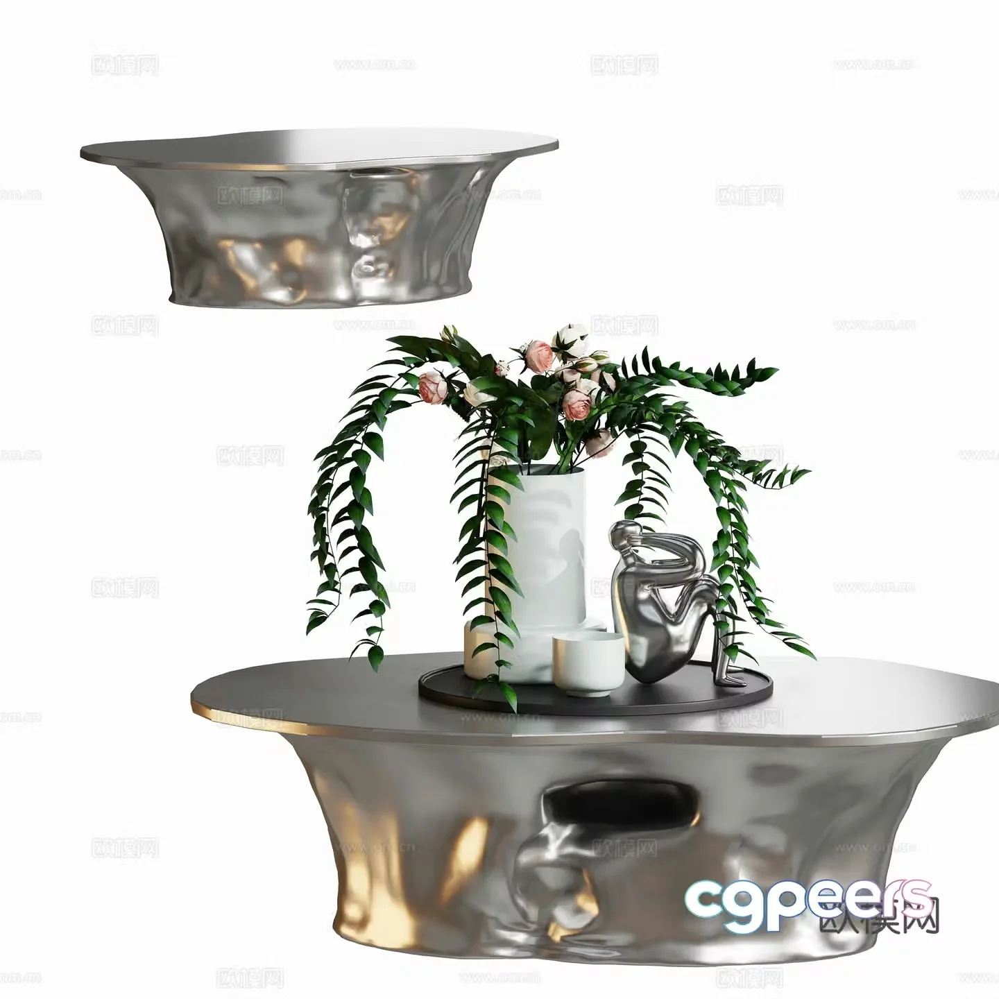 Modern metal special-shaped coffee table 3D model