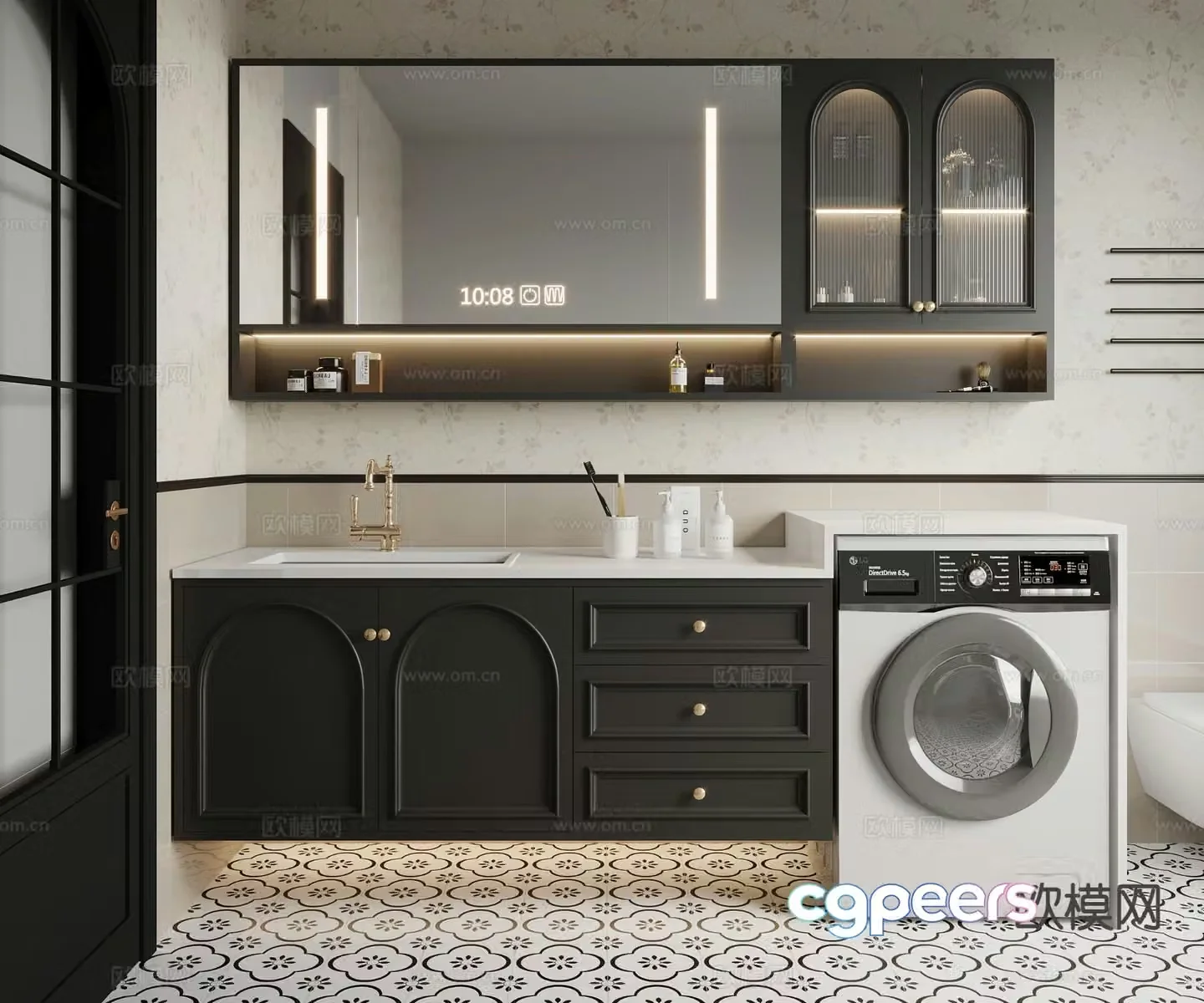 French bathroom cabinet washing machine cabinet 3d model
