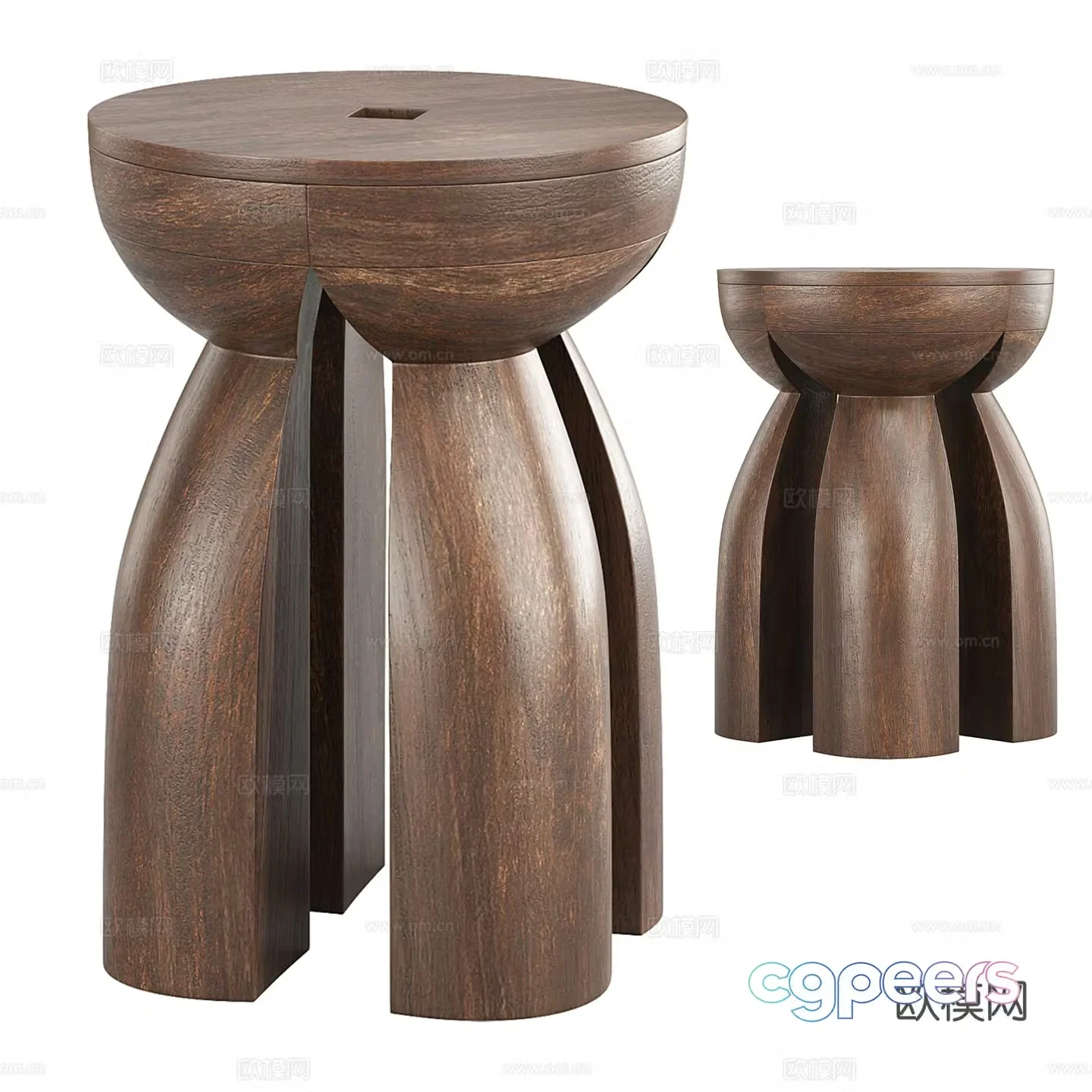Middle-aged low stool wooden stool round stool sofa stool 3d model