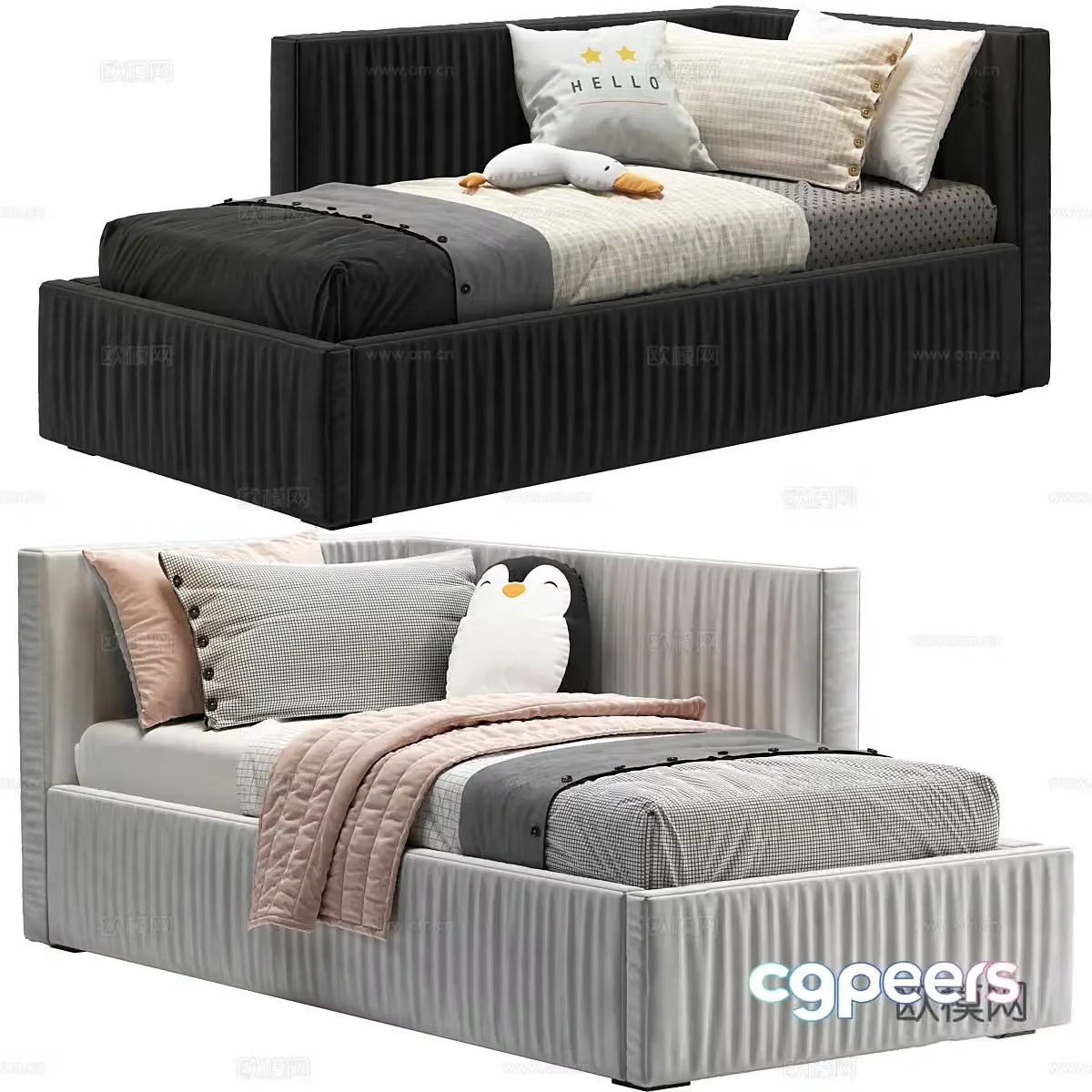 Modern children’s fabric sofa bed 3d model